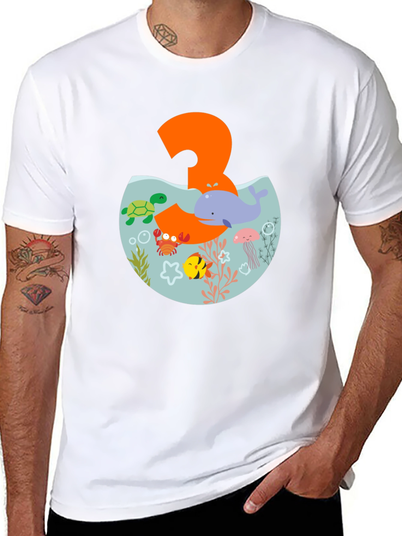 Kids 3rd Birthday Ocean Theme T-Shirt - 8