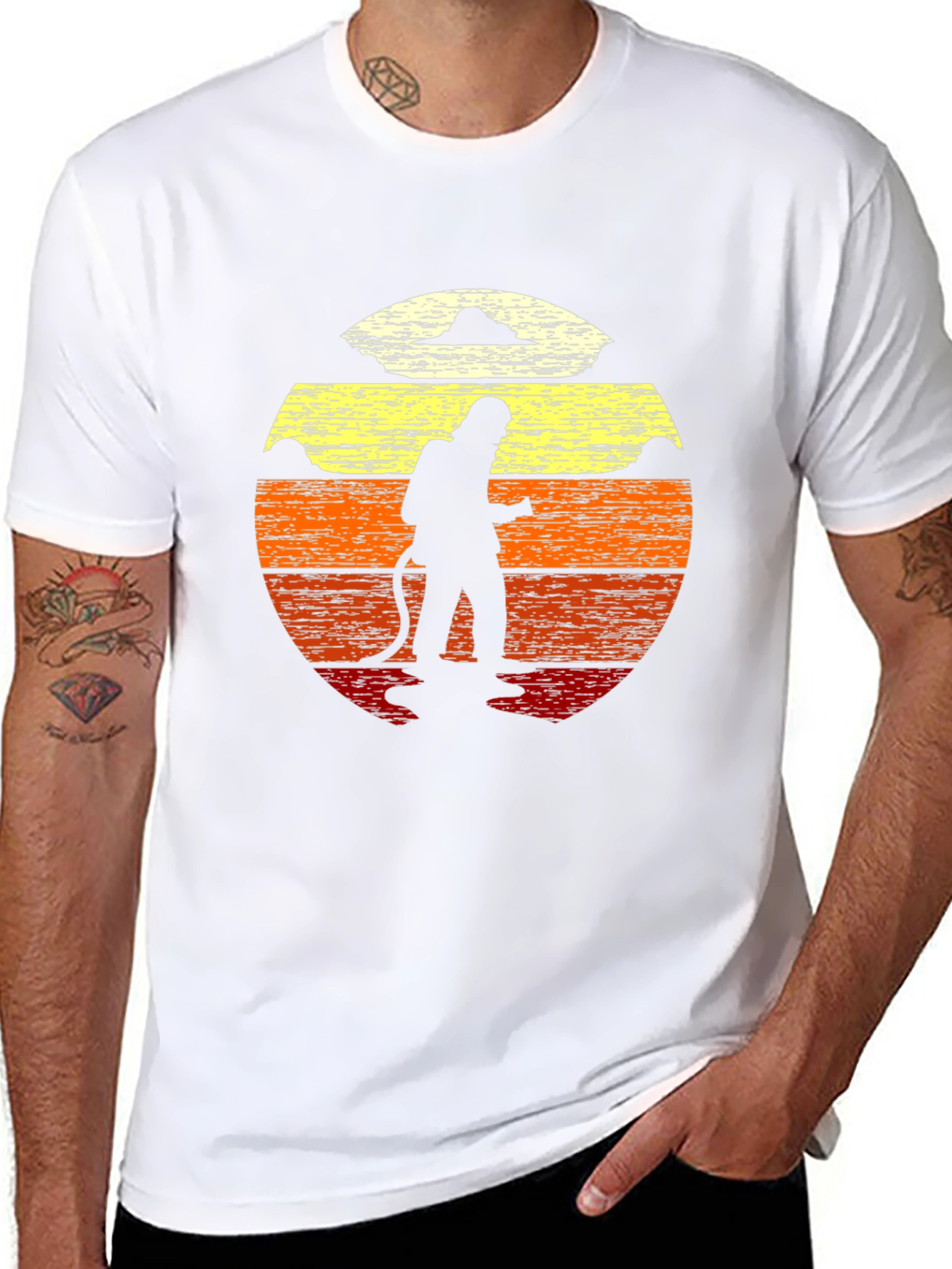 Black Firefighter Sunset Graphic Tee view 8