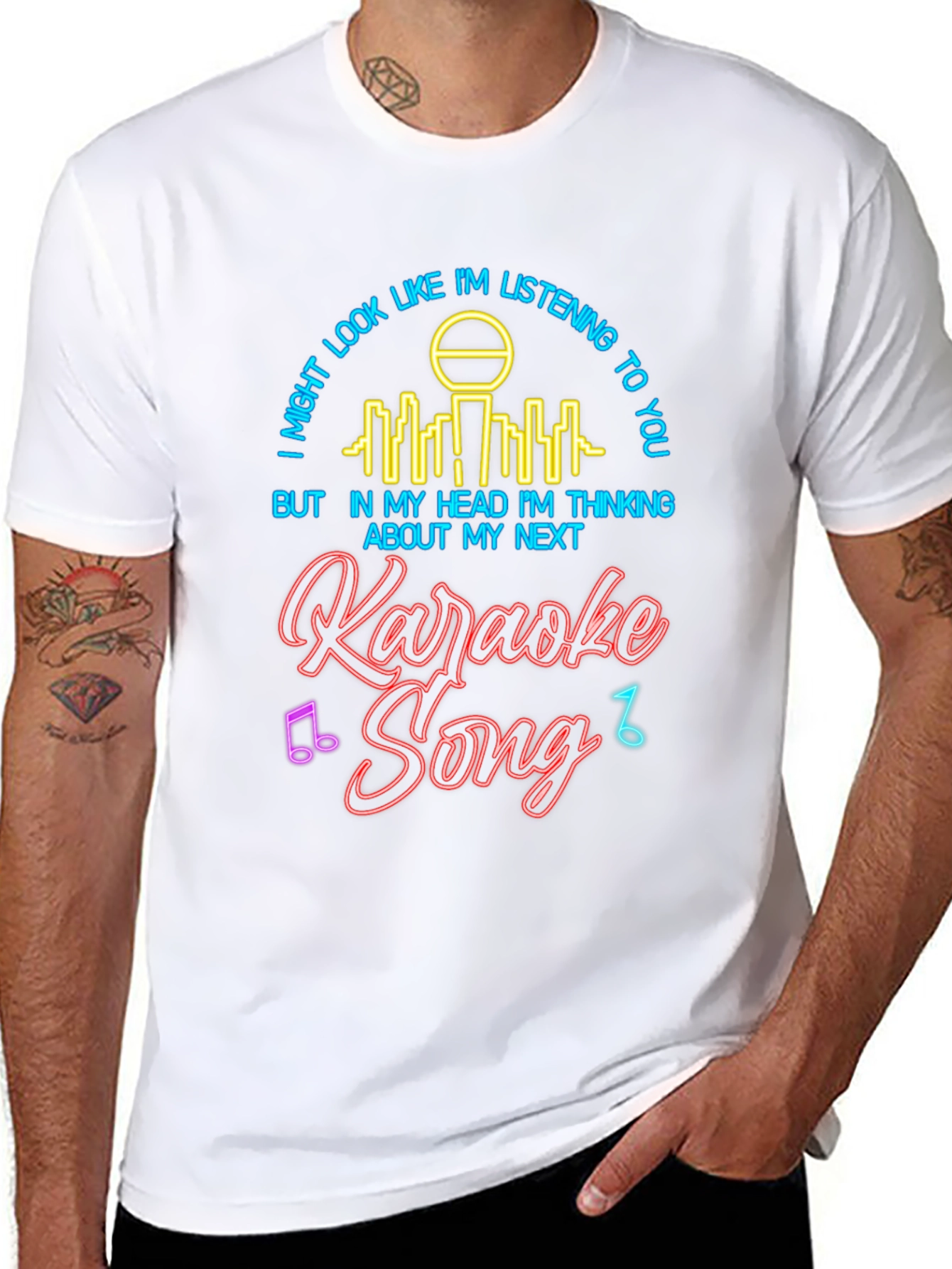 Black Karaoke Song T-Shirt: I'm Thinking About My Next Song Tee view 8