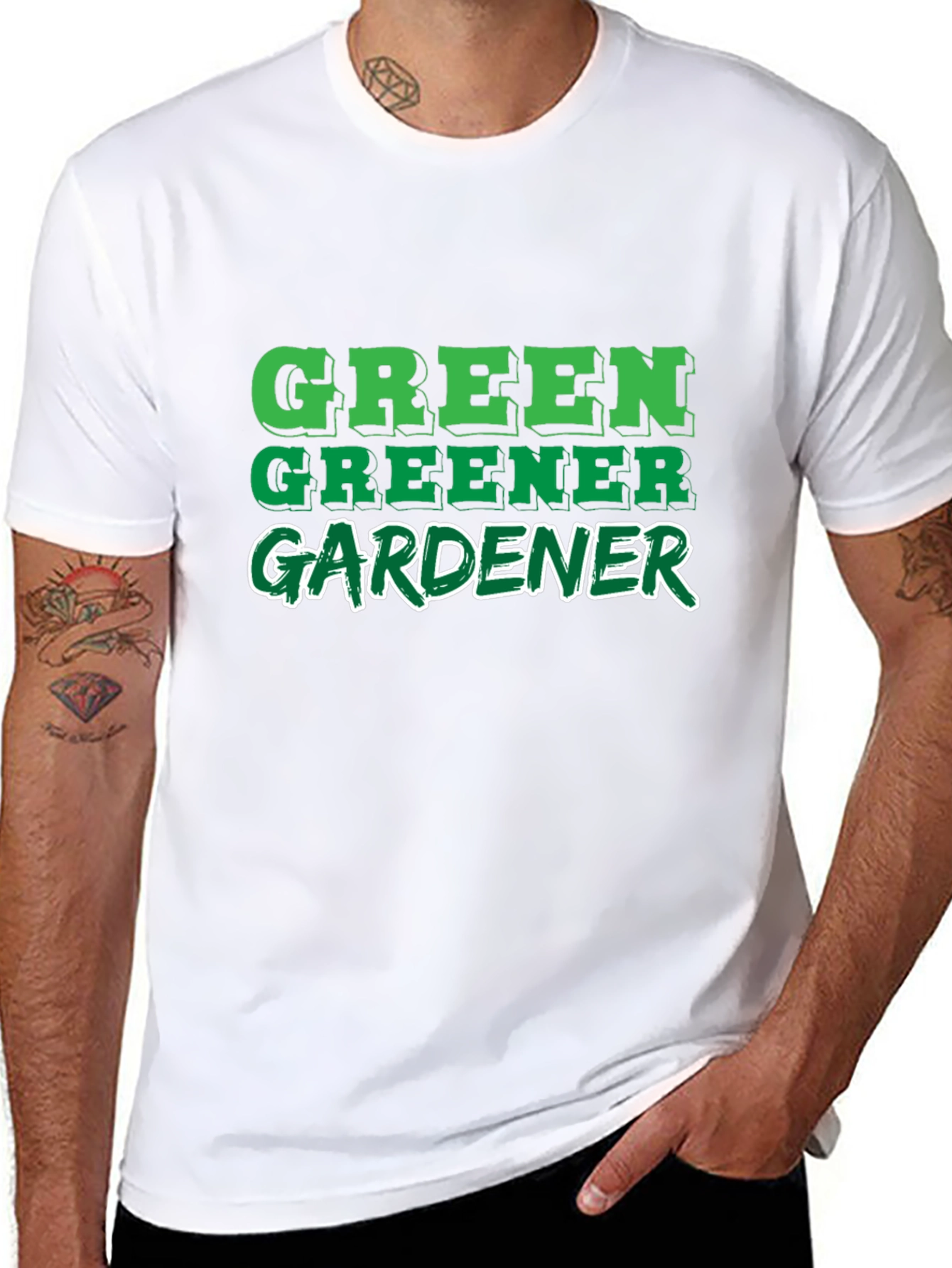 Black Green Greener Gardener Black T-Shirt view 8