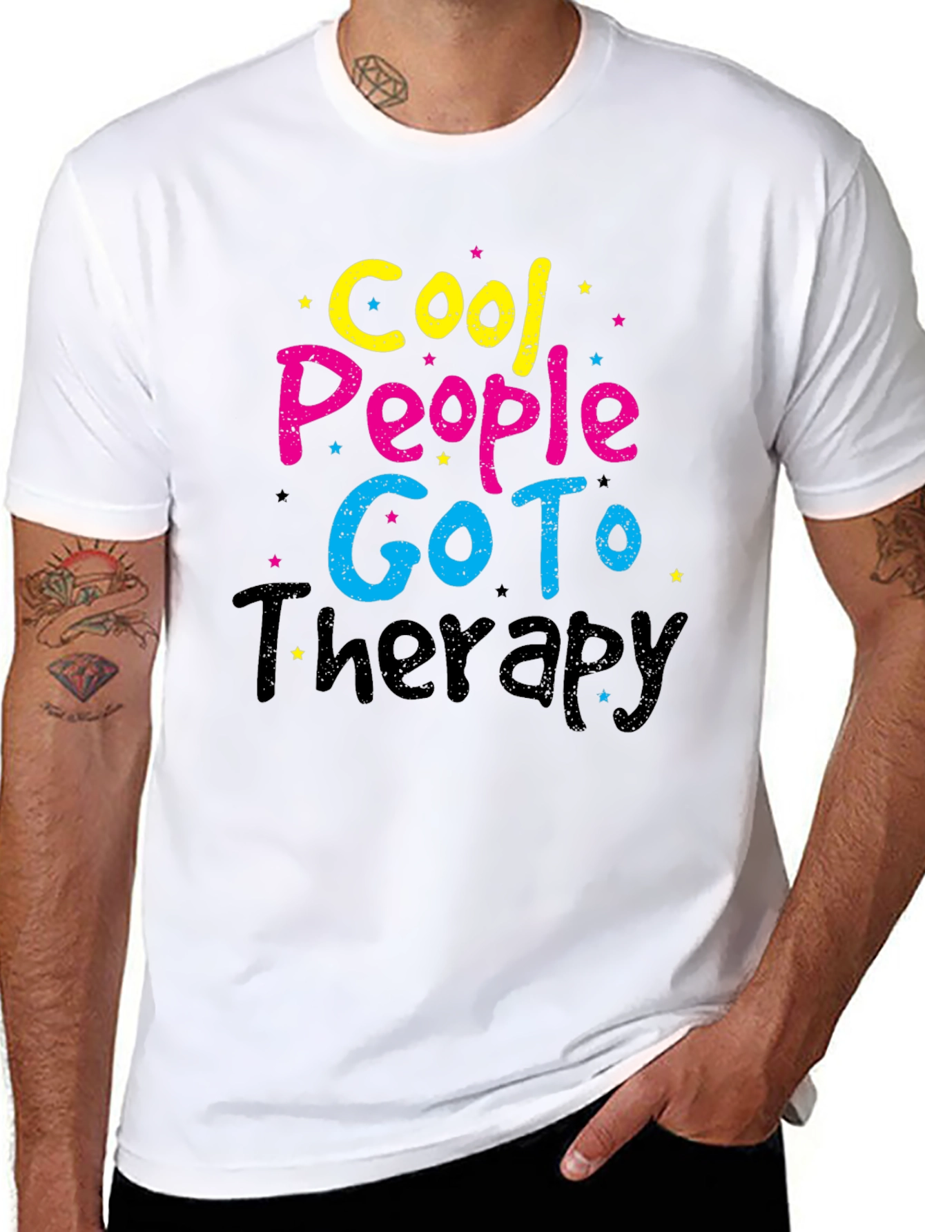 Black Cool People Go To Therapy Black T-Shirt view 8