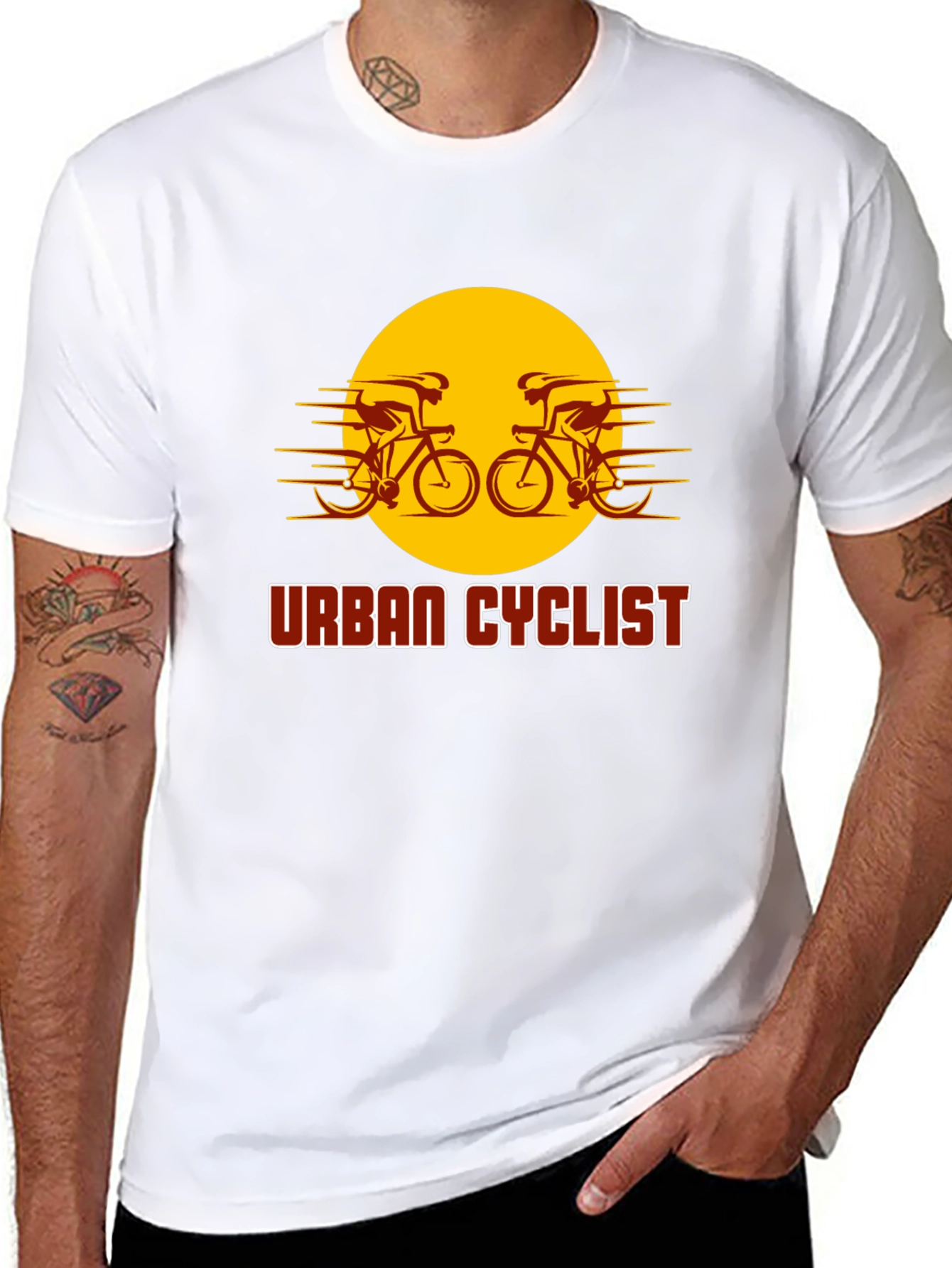 Black Urban Cyclist Graphic T-Shirt - Black Cotton Tee view 8