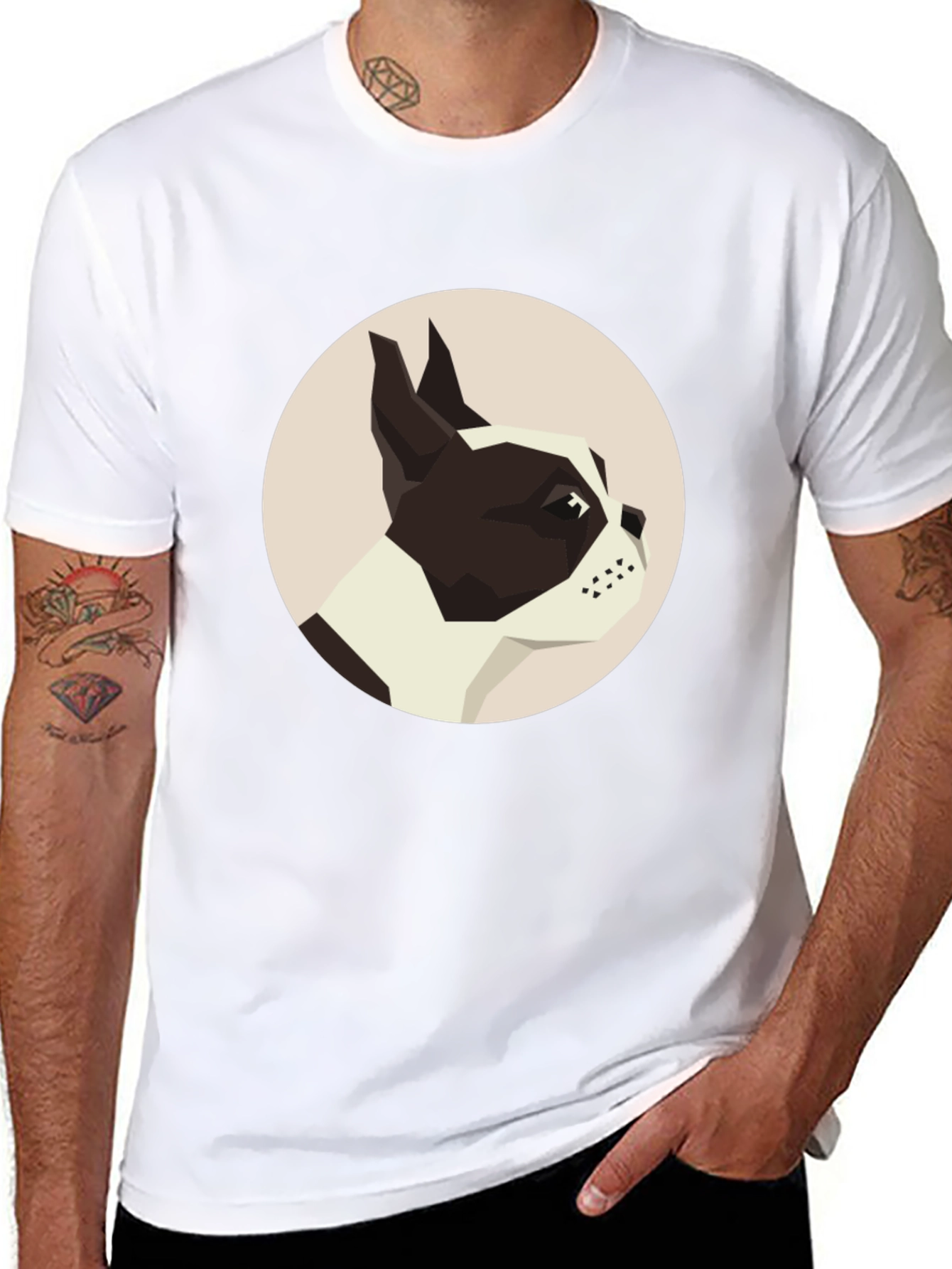 Black Geometric Dog Graphic Tee - Modern Canine Design view 8