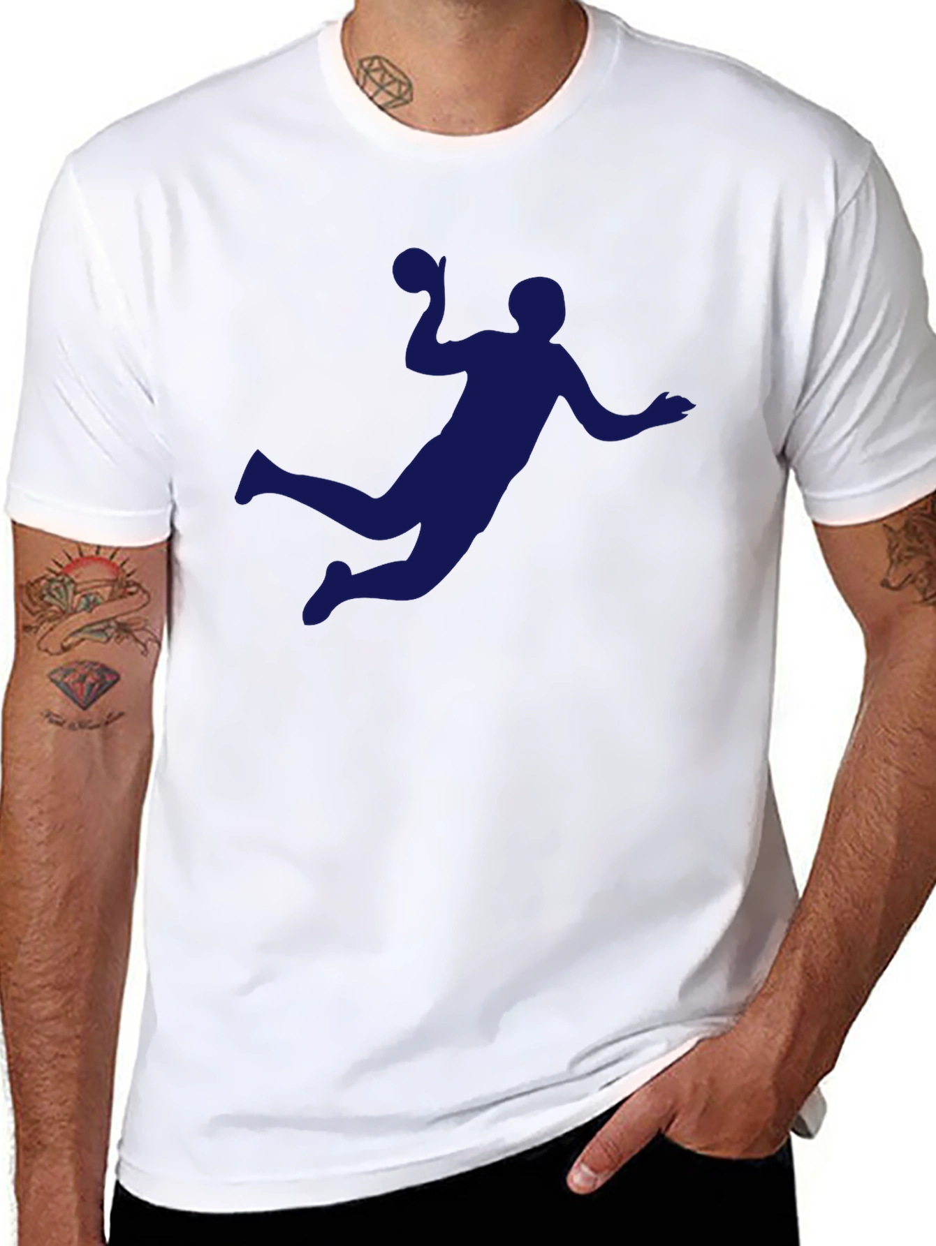 Black Handball Player Graphic Tee - Sporty Black T-Shirt view 8