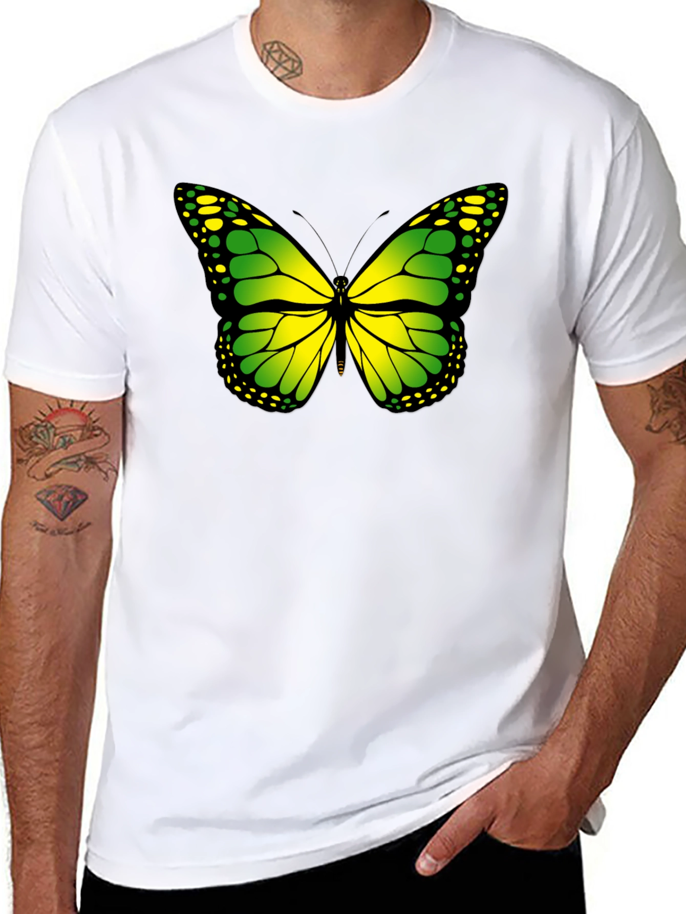 Black Butterfly Graphic Tee - Black Cotton T-Shirt view 8