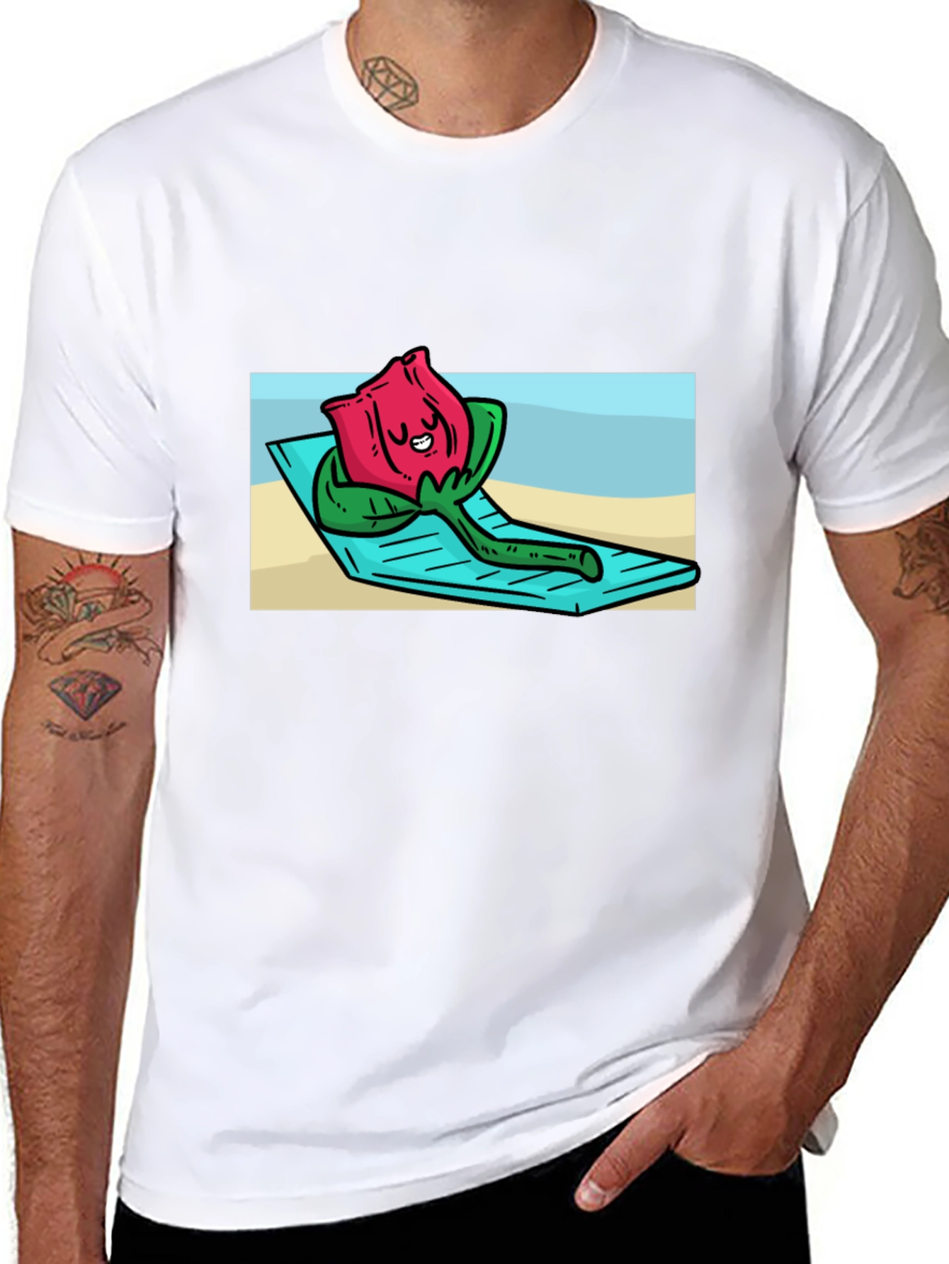 Black Relaxing Rose Graphic Black T-Shirt view 8