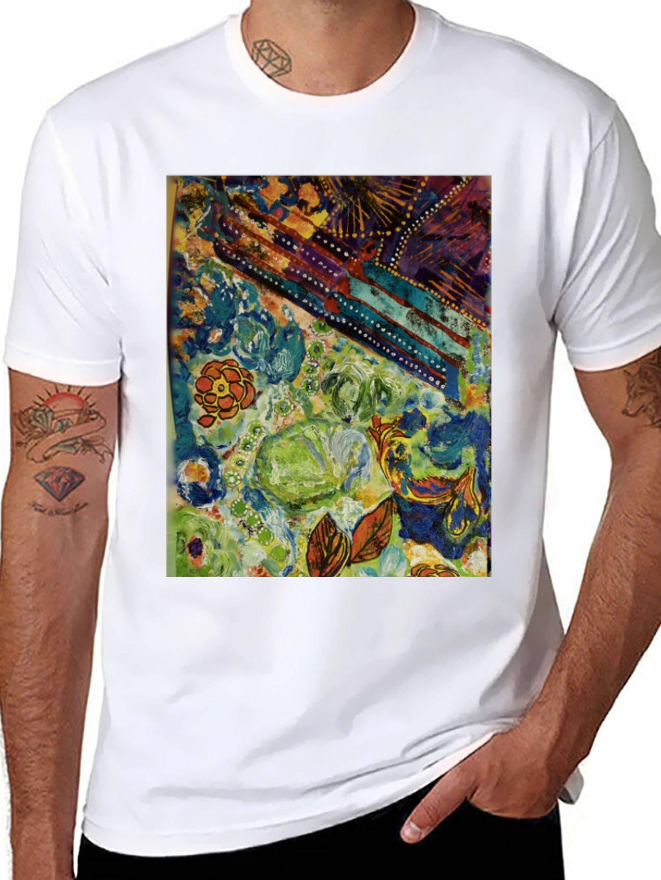 Black Abstract Floral T-Shirt - Artistic Expression view 8