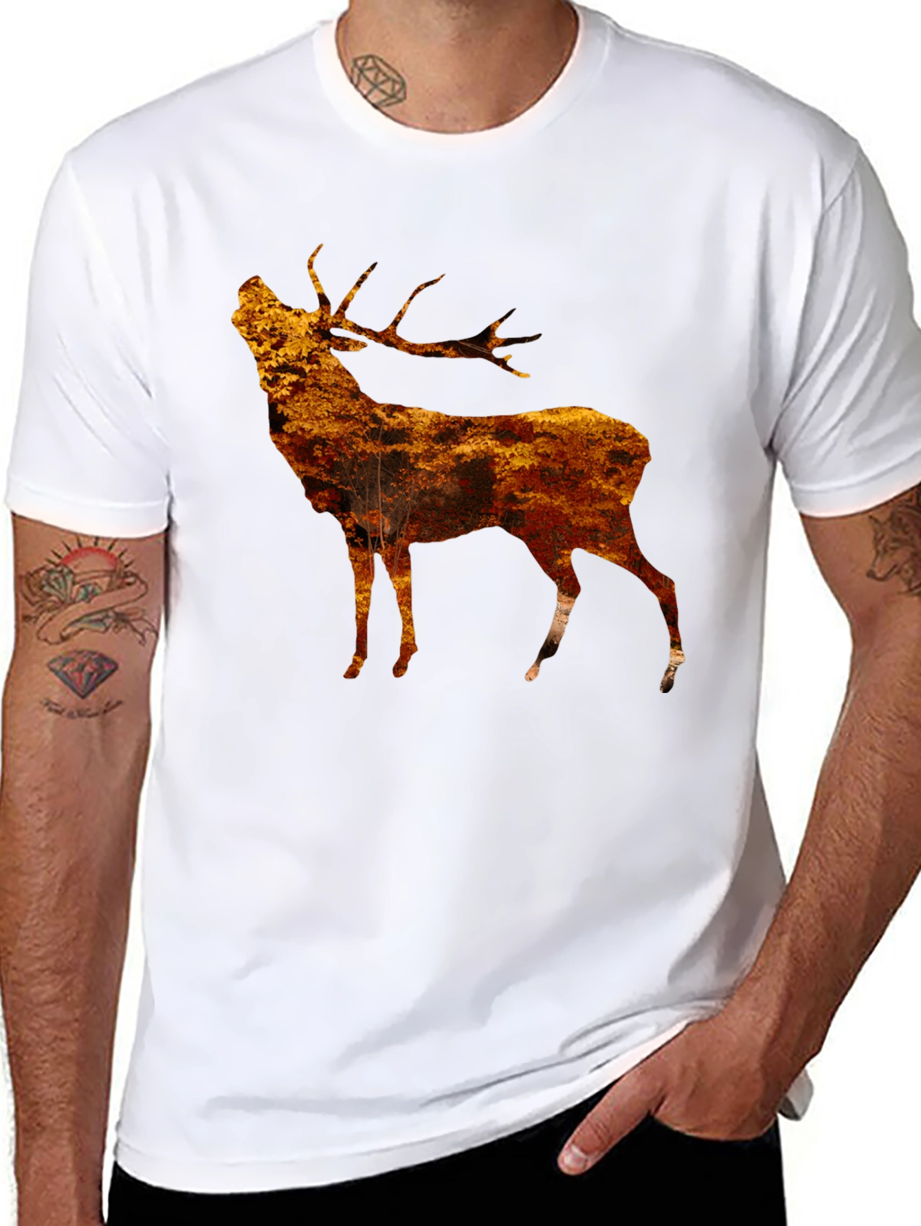 Black Rustic Stag Graphic Tee - Black view 8