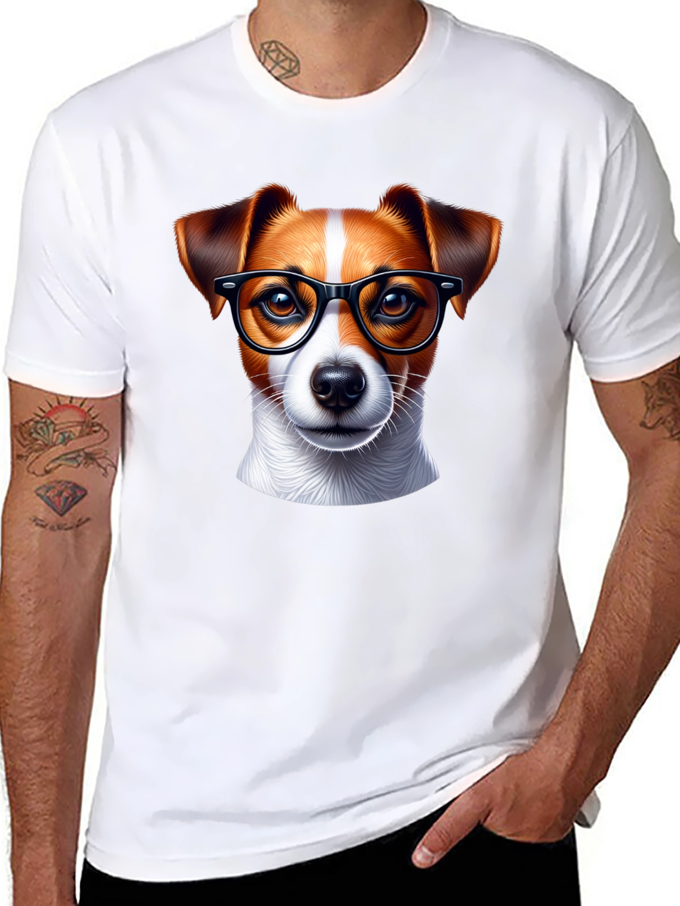 Black Dog with Glasses T-Shirt - Black view 8