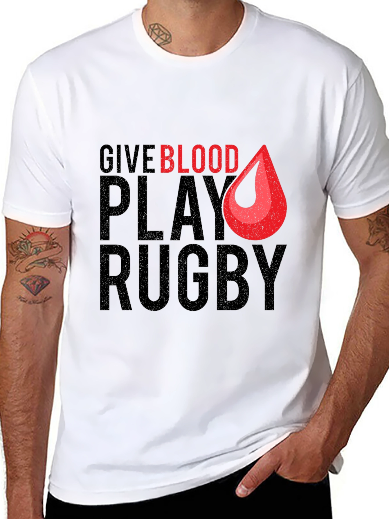 Give Blood Play Rugby Graphic T-Shirt - 8