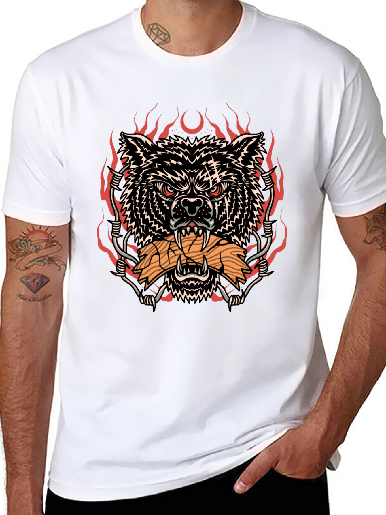 Black Wolf and Wood T-Shirt view 8