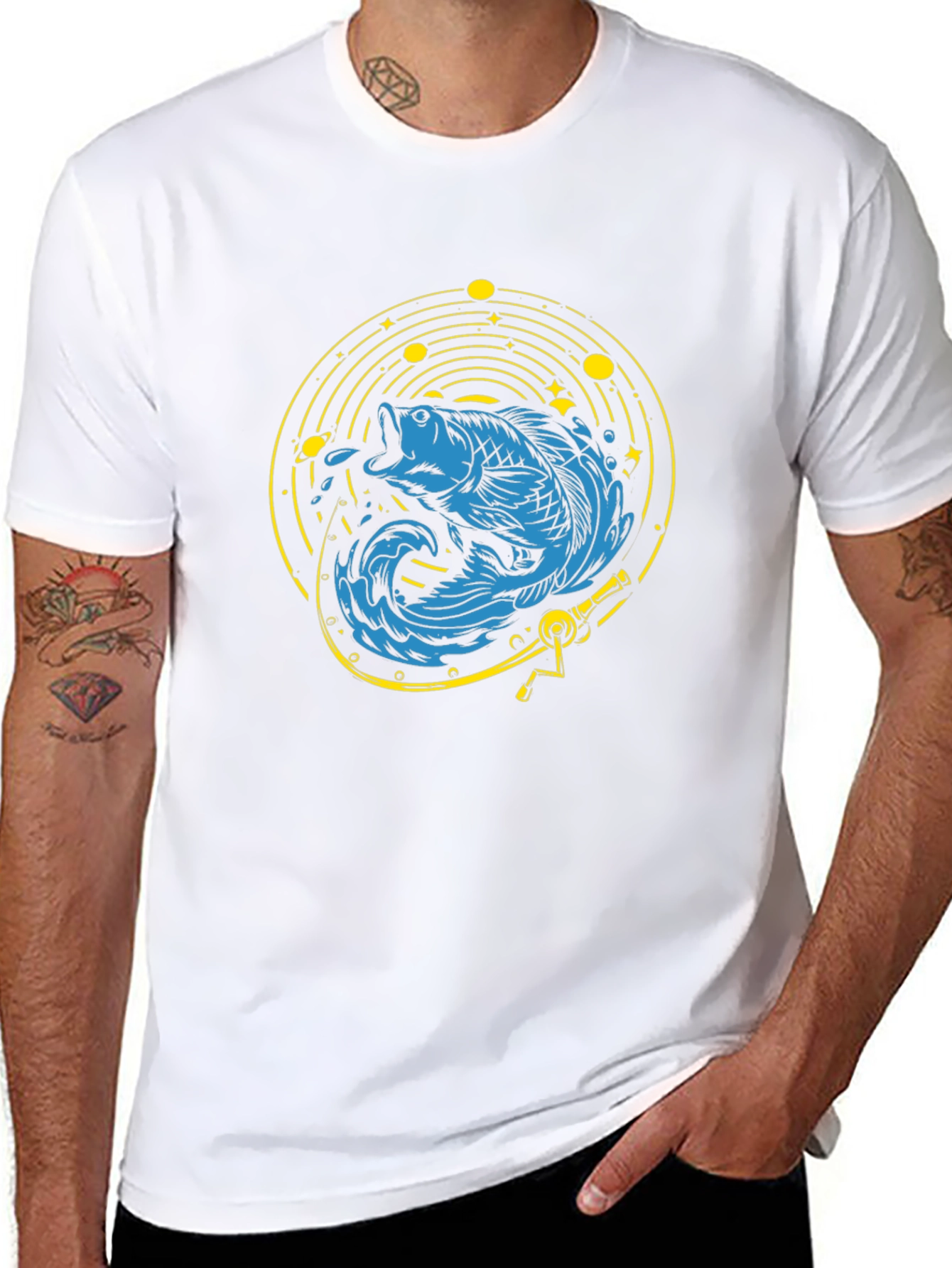 Black Cosmic Fish T-Shirt -  Unique Graphic Tee view 8