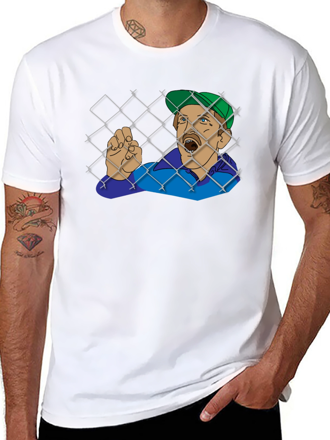 Black Funny Trapped Man Graphic Tee - Black T-Shirt view 8