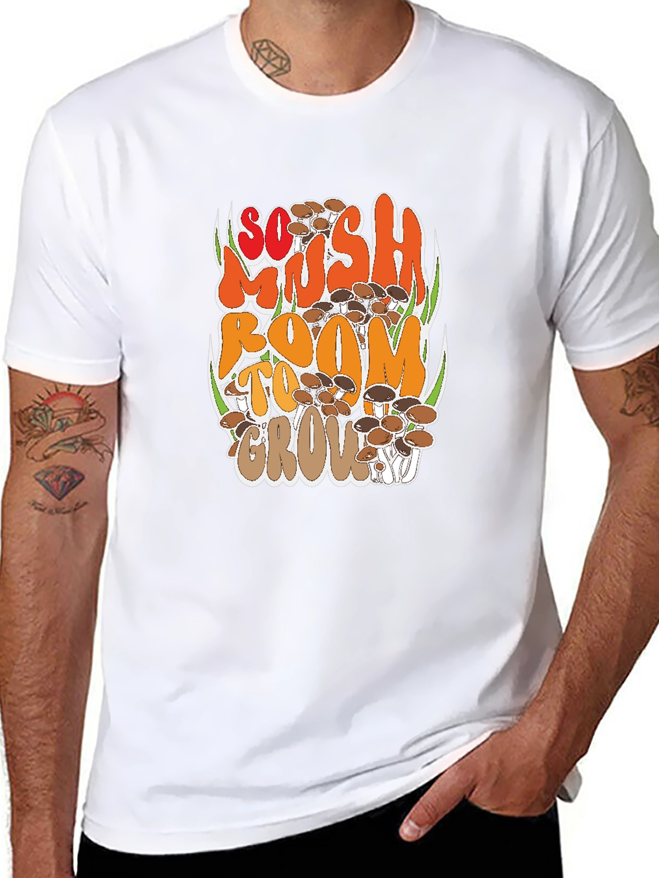 Black Mushroom Graphic T-Shirt - So Mush Room To Grow! view 8