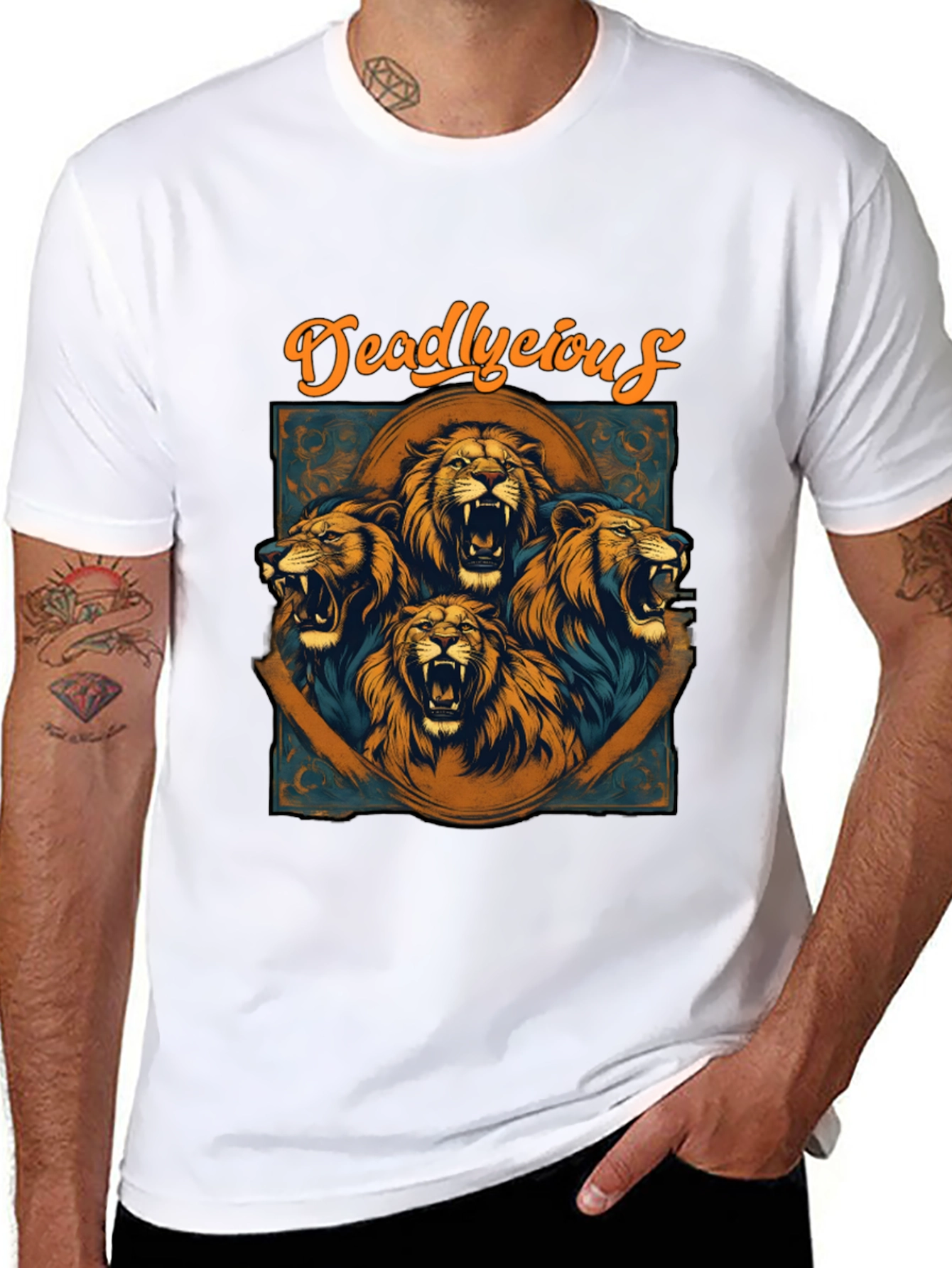 Black Deadlycious Lion Graphic Tee - Mens view 8