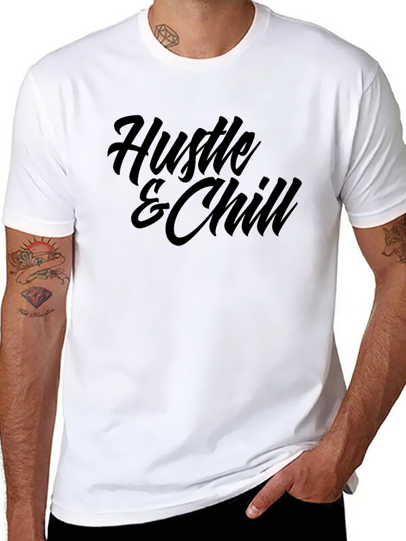 Black Hustle & Chill Graphic T-Shirt - Soft Comfort view 8