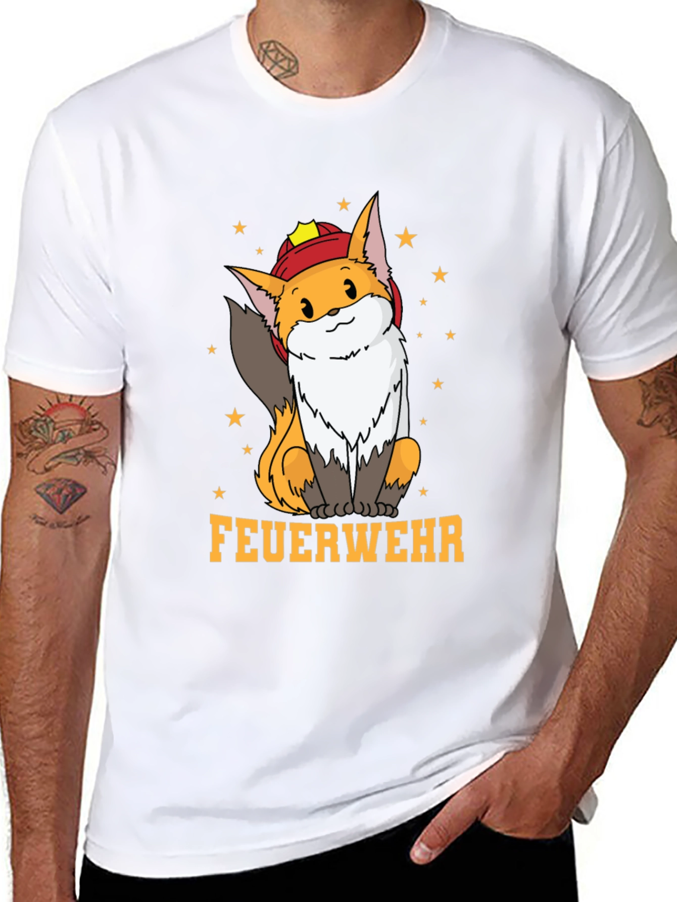 Black Fox Firefighter T-Shirt - Cute Cartoon Design view 8