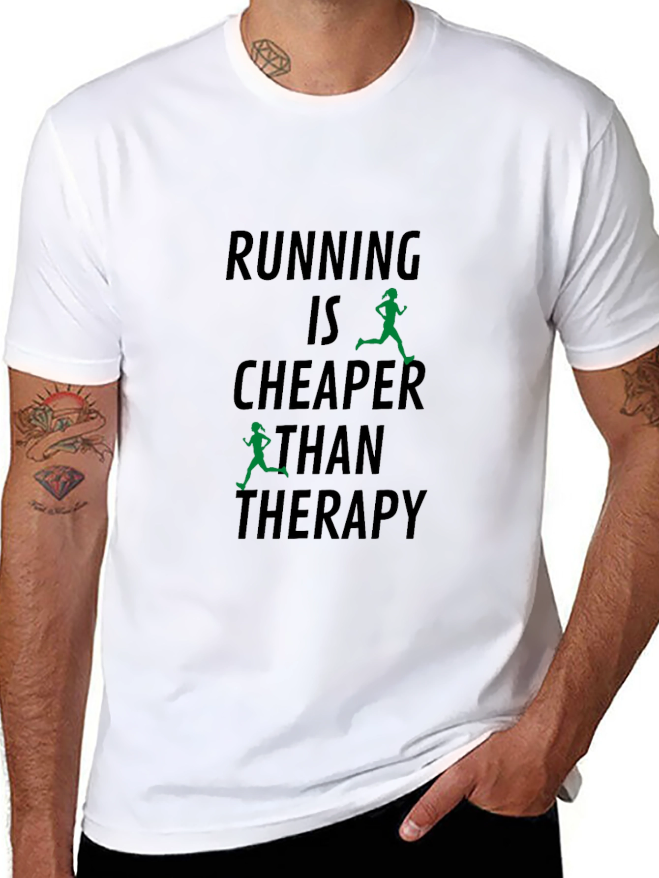 Black Running is Cheaper Than Therapy T-Shirt view 8