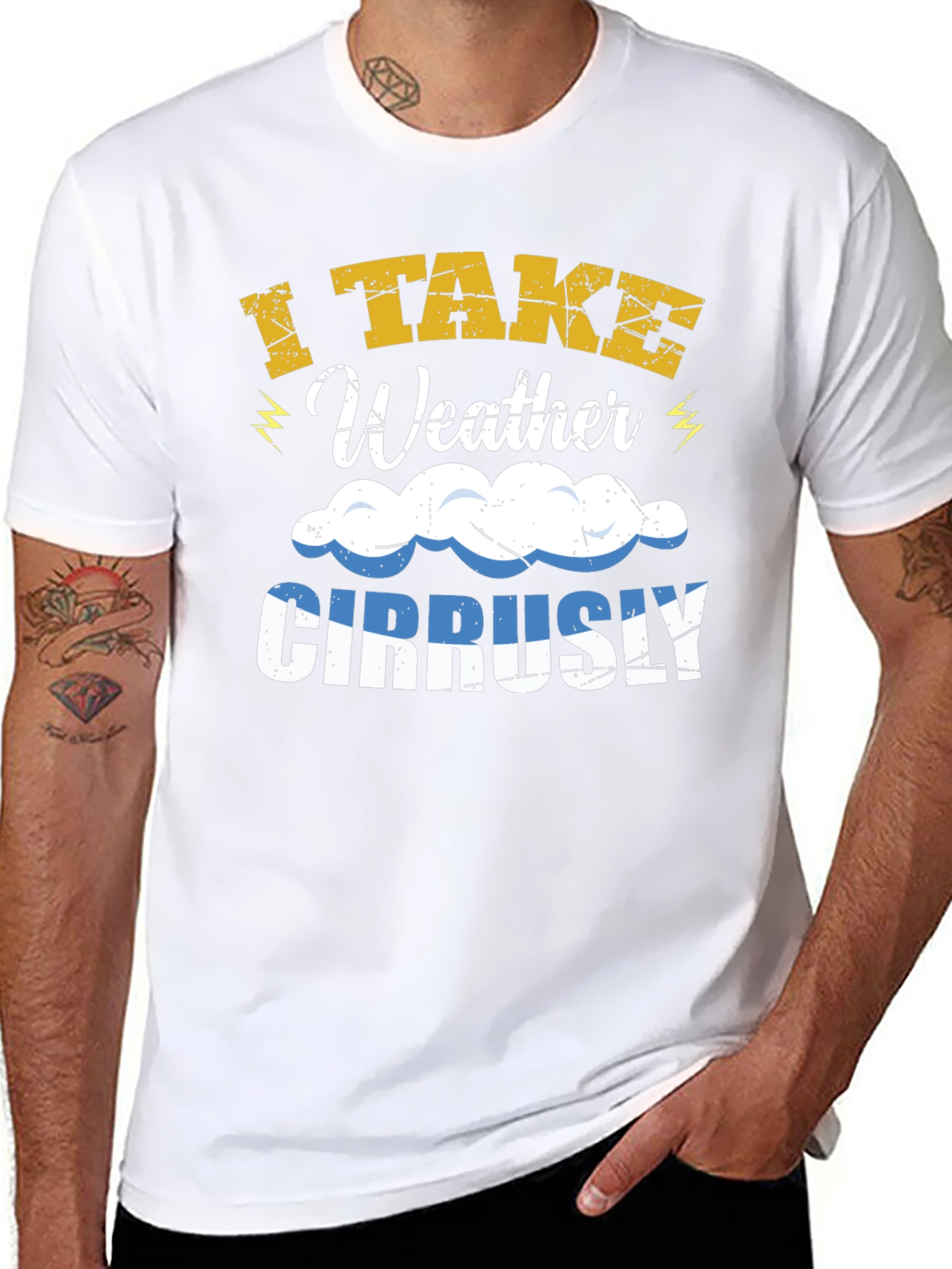 Black I Take Weather Cirrusly T-Shirt - Funny Weather Pun view 8