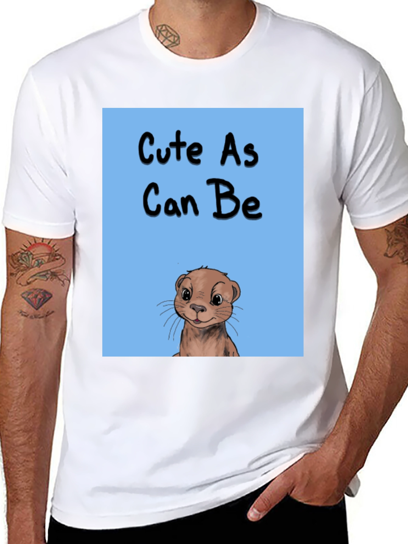 Black Cute As Can Be Otter Graphic Tee - Black Cotton Blend view 8