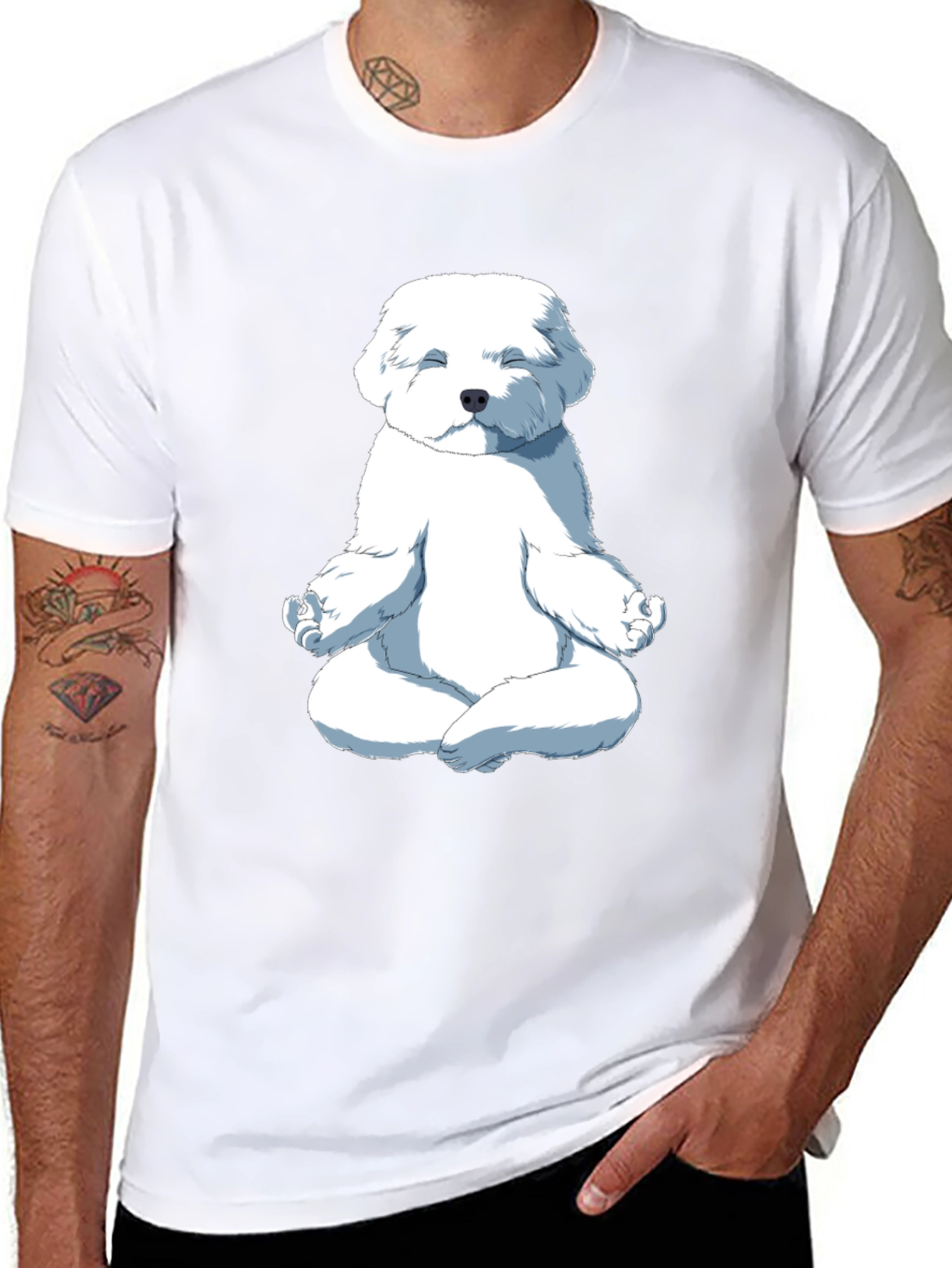 Black Meditating Dog Graphic T-Shirt view 8