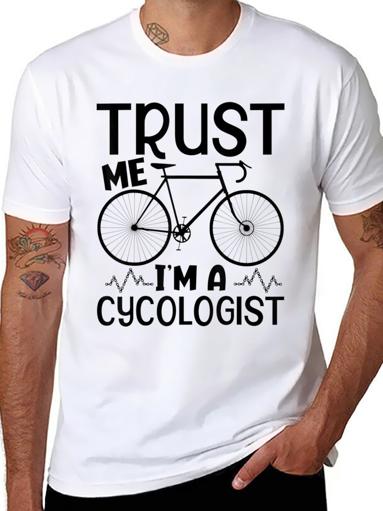 Black Trust Me I'm A Cycologist Funny Bike T-Shirt view 8