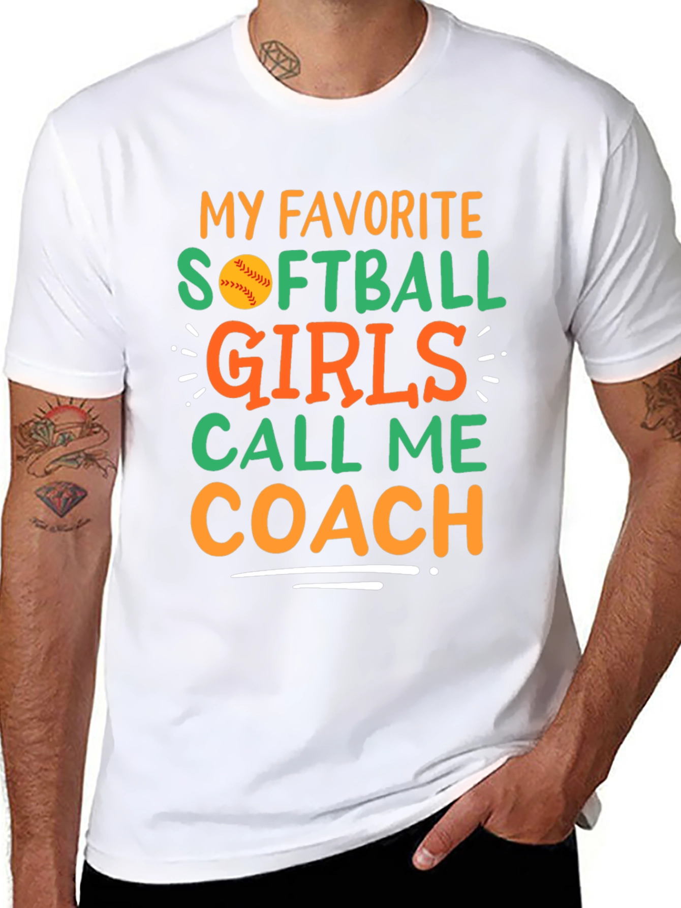 Black Softball Coach T-Shirt view 8