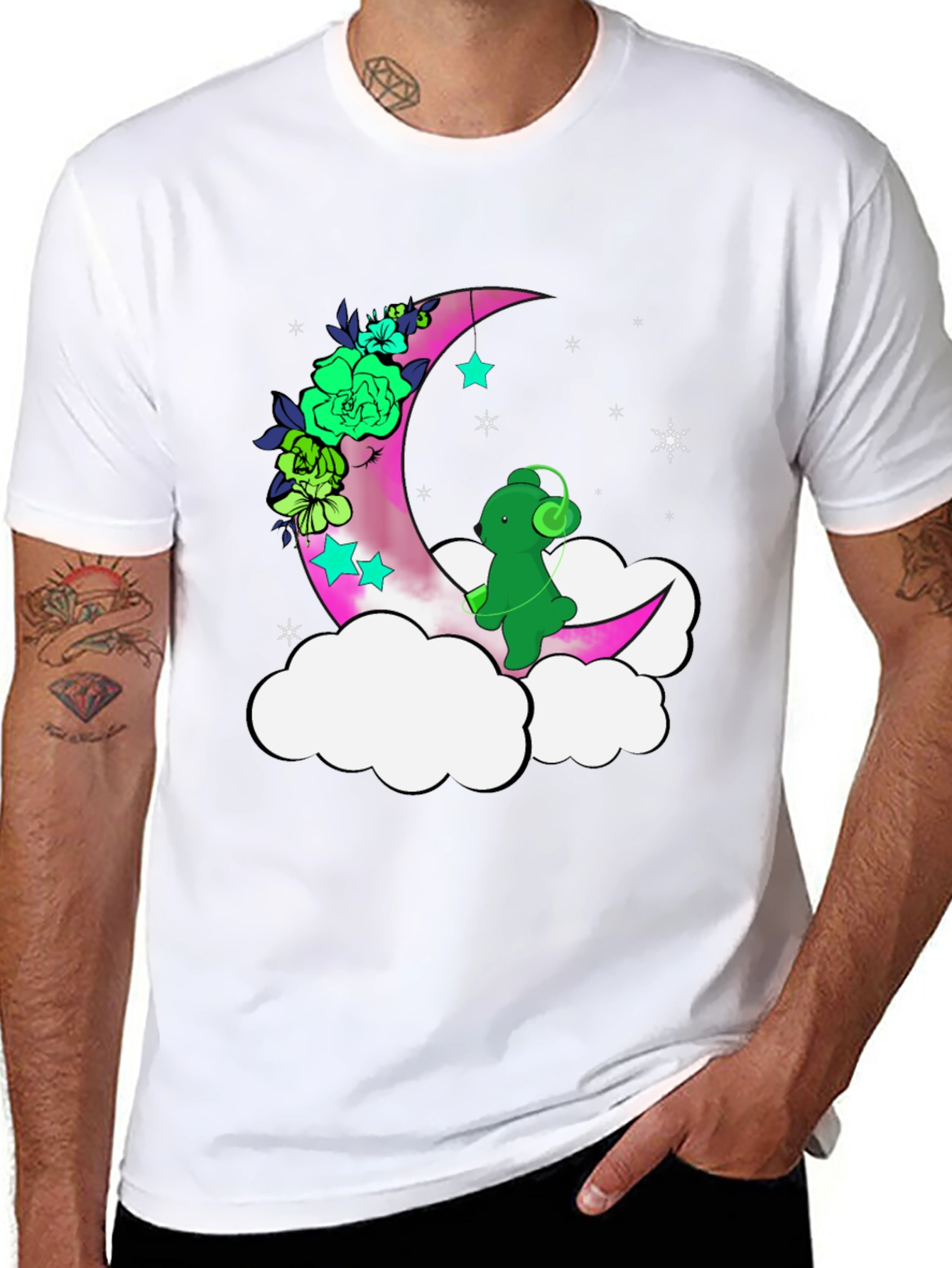 Black Moon & Bear T-Shirt - Relaxed Fit, Graphic Tee view 8