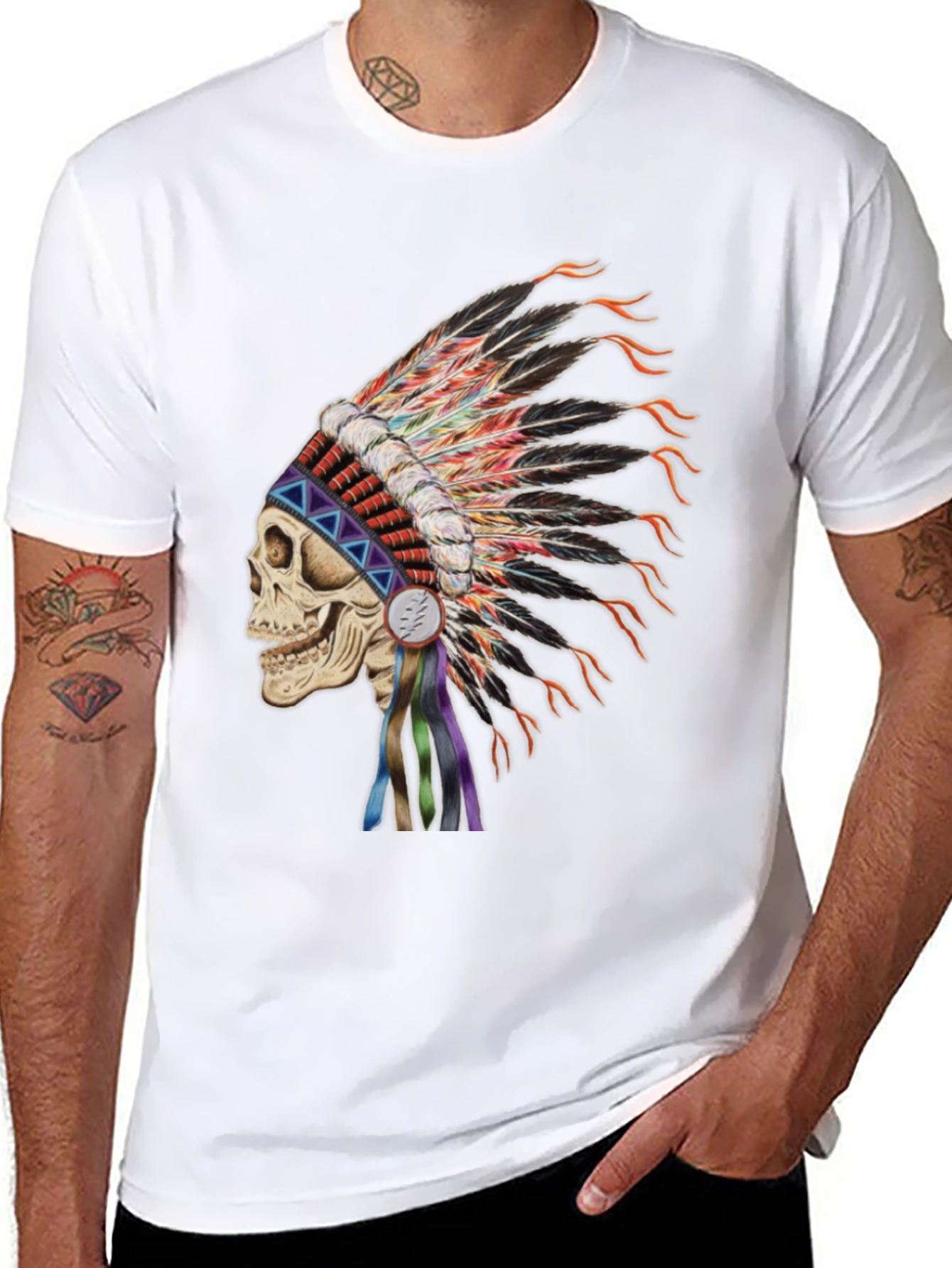Black Skull Headdress Graphic T-Shirt view 8