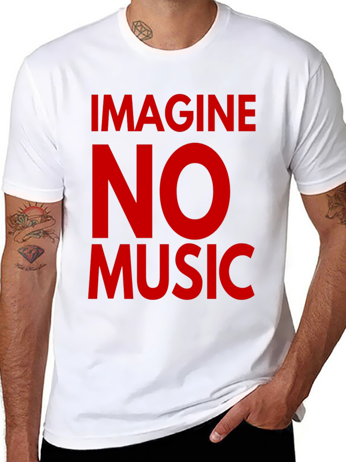 Black Imagine No Music Black T-Shirt view 8