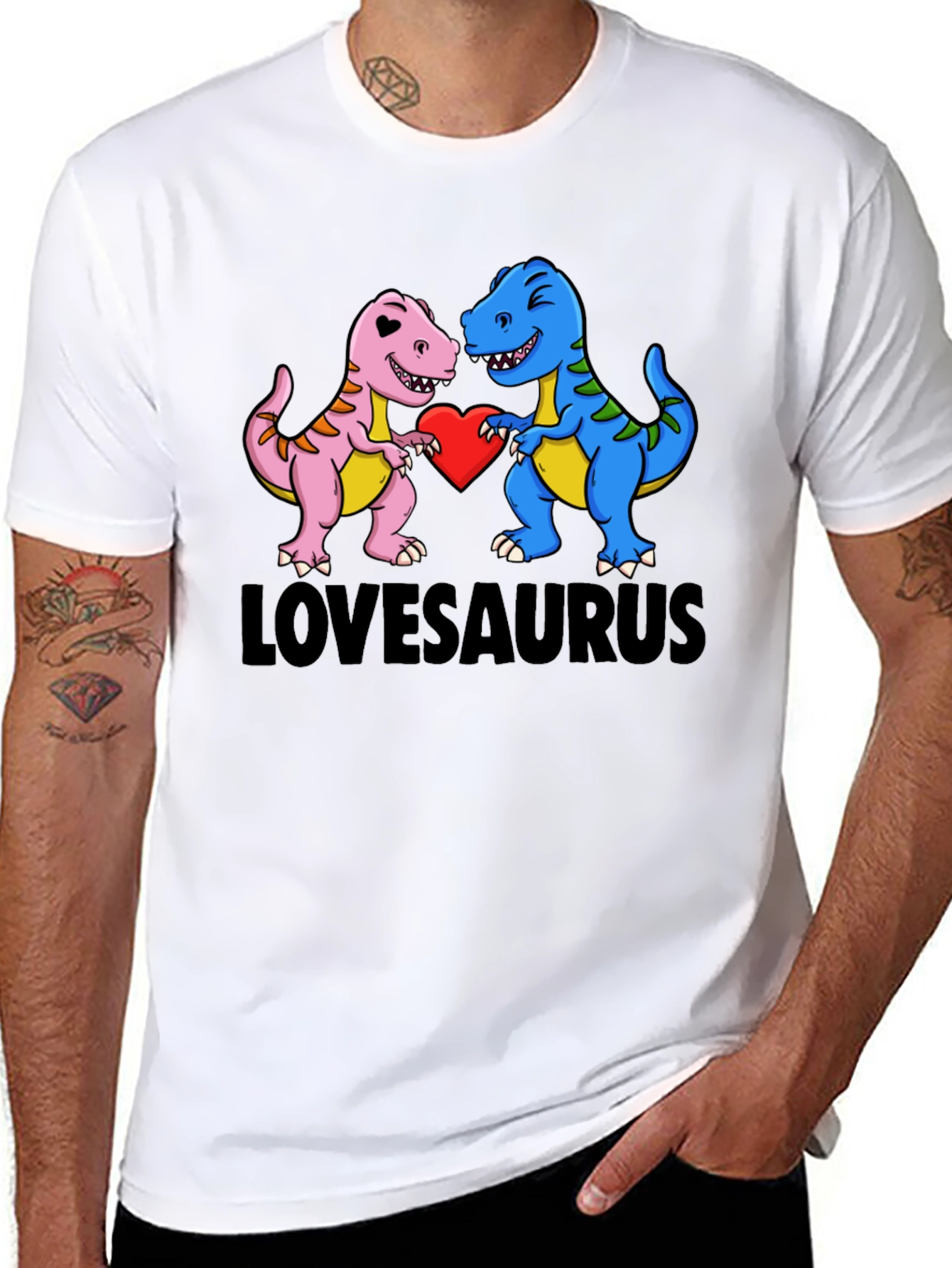 Black Lovesaurus Dinosaur T-Shirt - Perfect for Valentine's! view 8