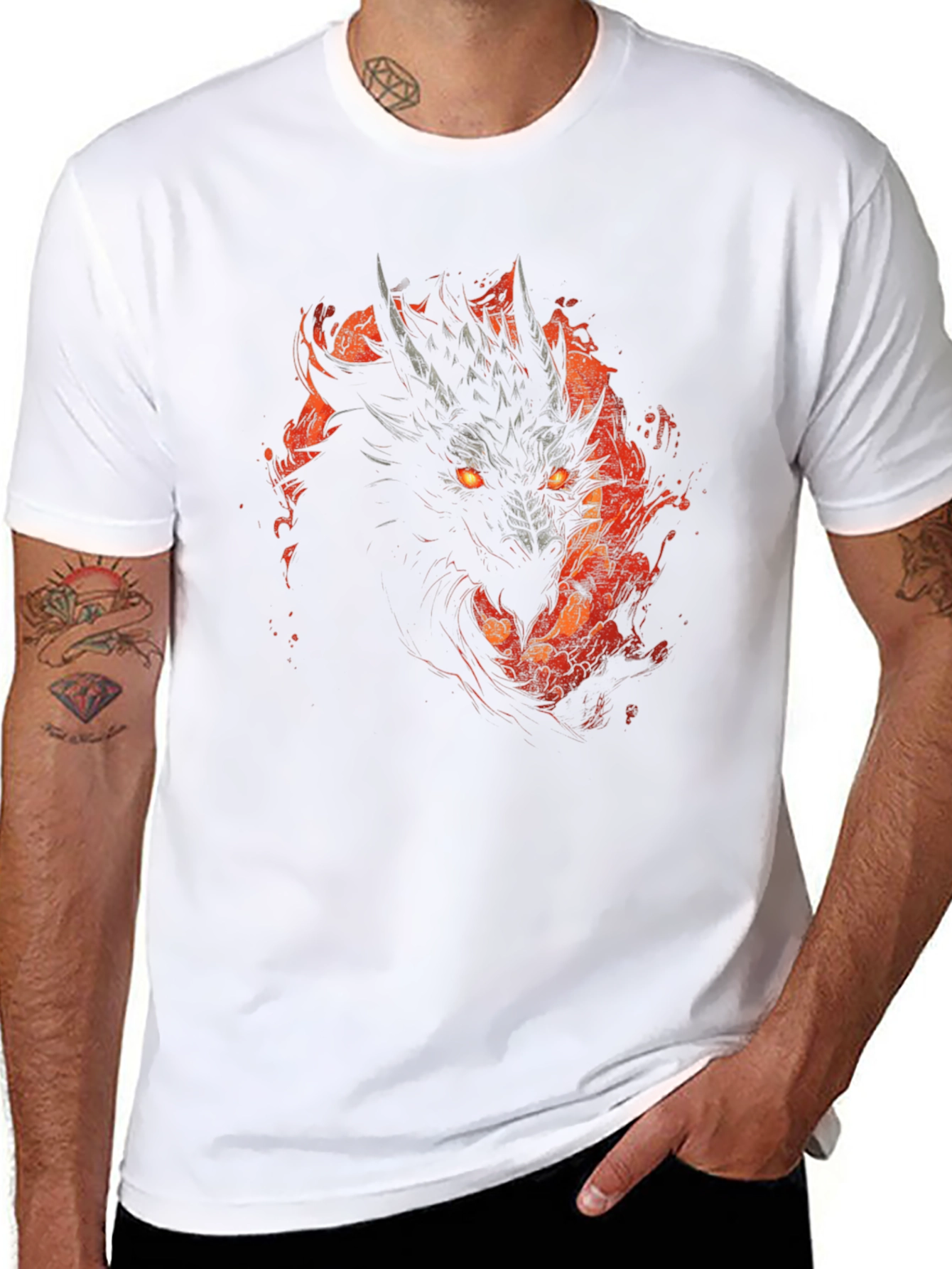 Black Dragon Fire T-Shirt - Black Graphic Tee view 8