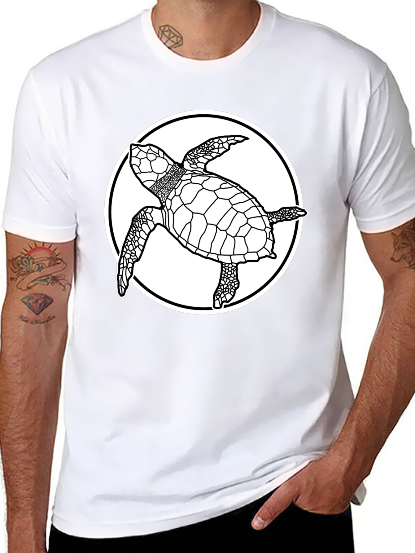 Sea Turtle Graphic Tee - Black Cotton T-Shirt - 8