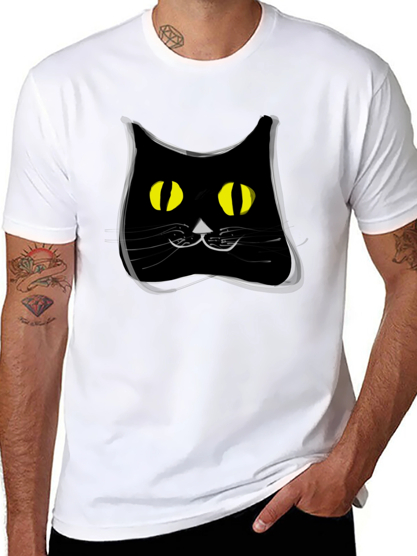 Black Black Cat Graphic Tee - Modern Style view 8