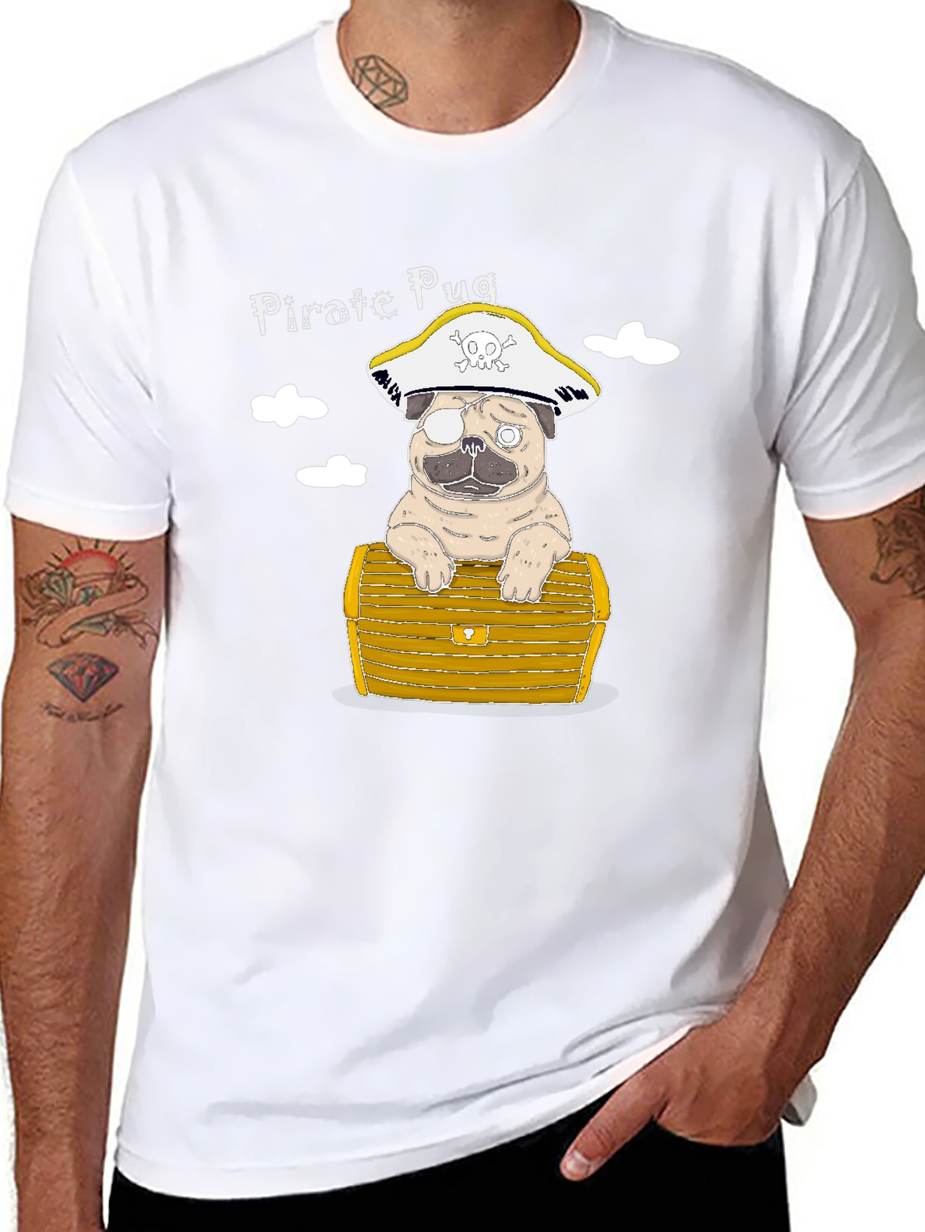 Black Pirate Pug T-Shirt - Cute Dog Graphic Tee view 8