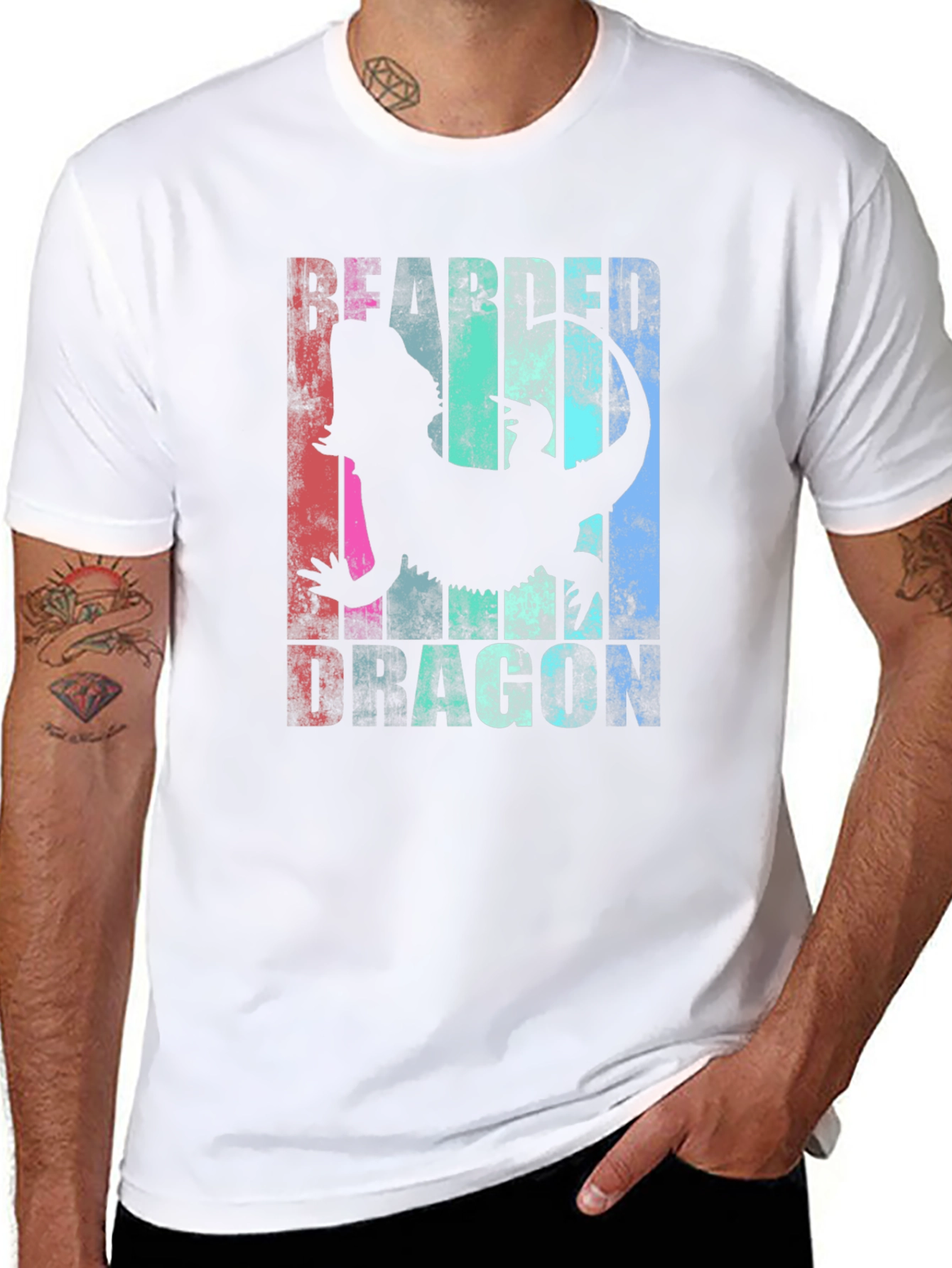 Black Bearded Dragon Graphic Tee - Men's Black T-Shirt view 8