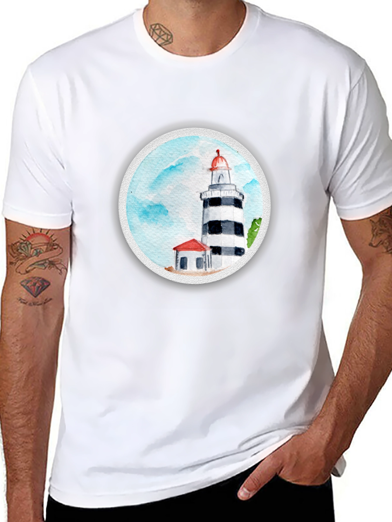 Black Lighthouse Graphic Print Tee - Classic Comfort view 8
