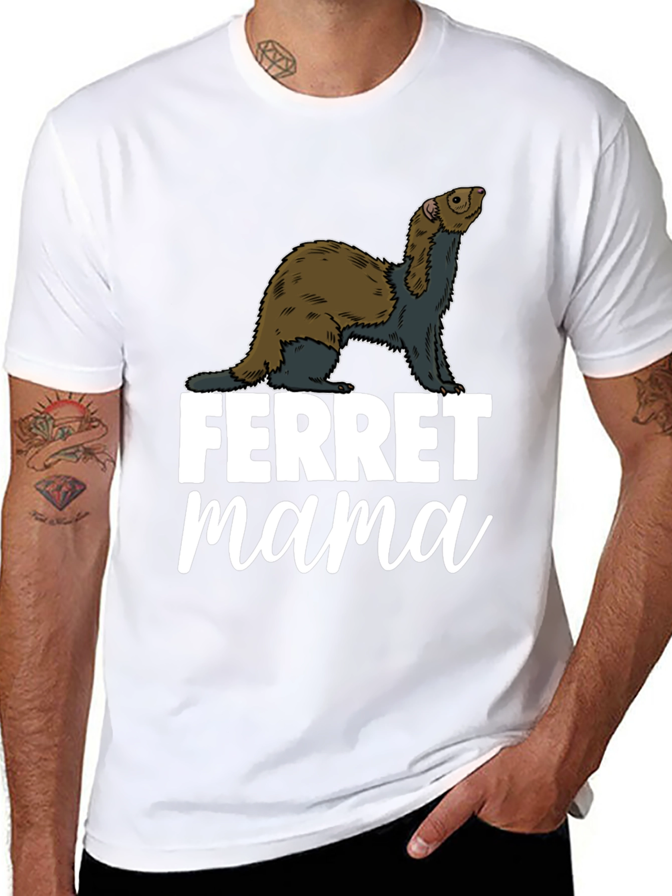 Black Ferret Mama Graphic T-Shirt - Black view 8
