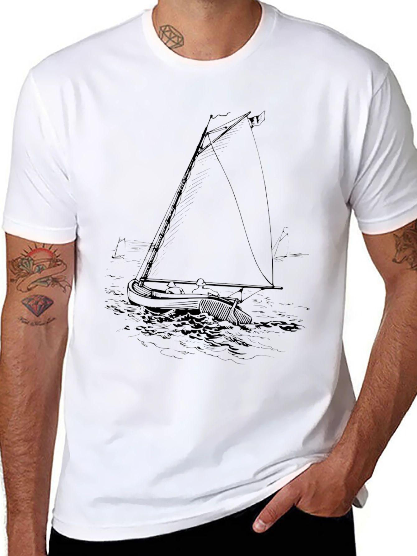 Black Nautical Sketch Tee - Black view 8
