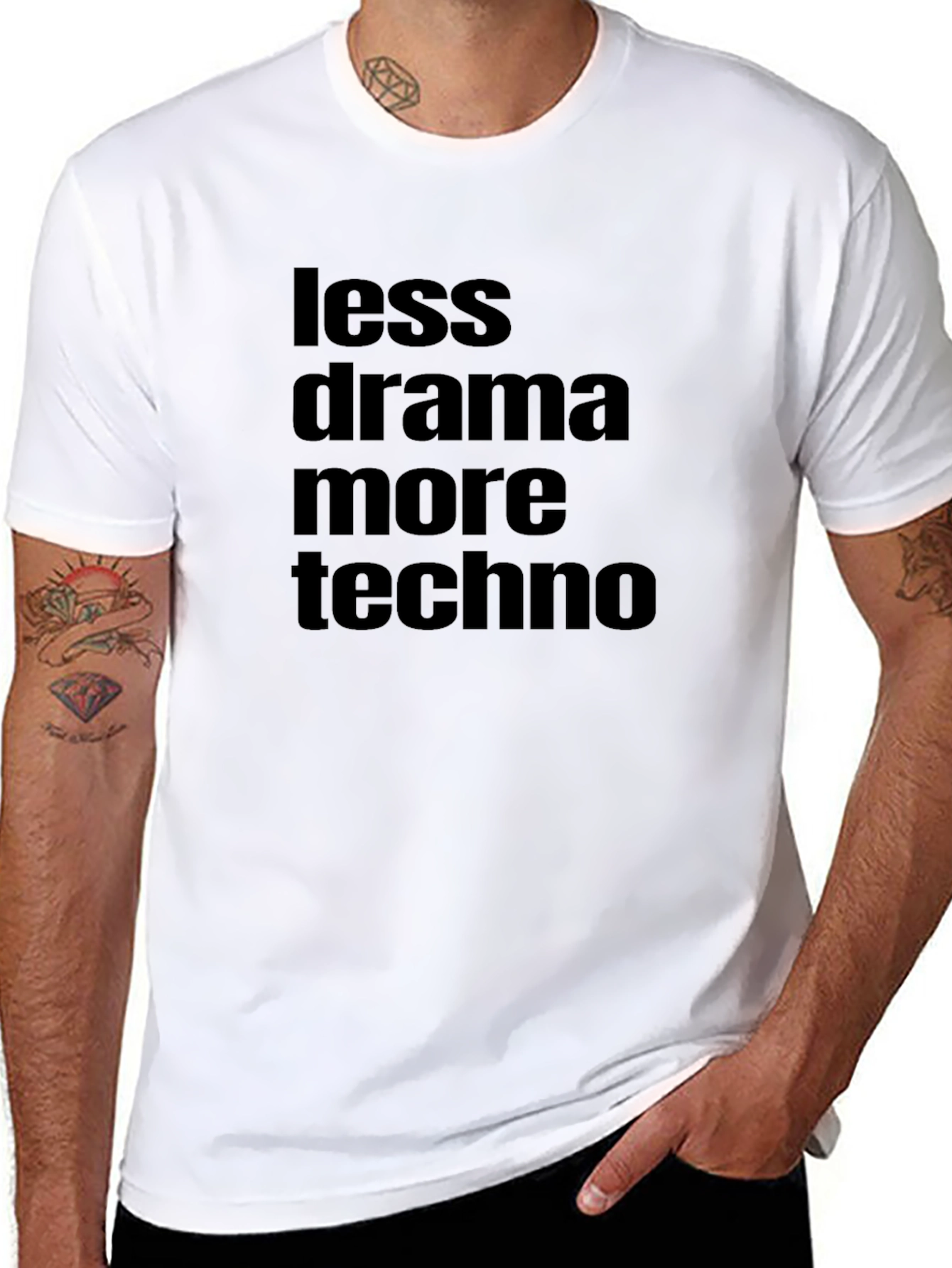 Black Less Drama More Techno T-Shirt view 8