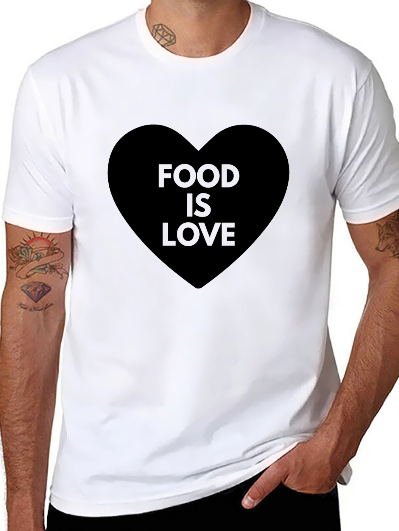 Black Food is Love Graphic Tee - Black Cotton T-Shirt view 8