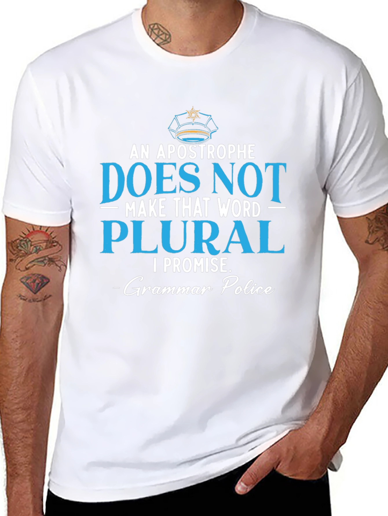 Black Grammar Police T-Shirt: Apostrophe Does Not Make Word Plural view 8