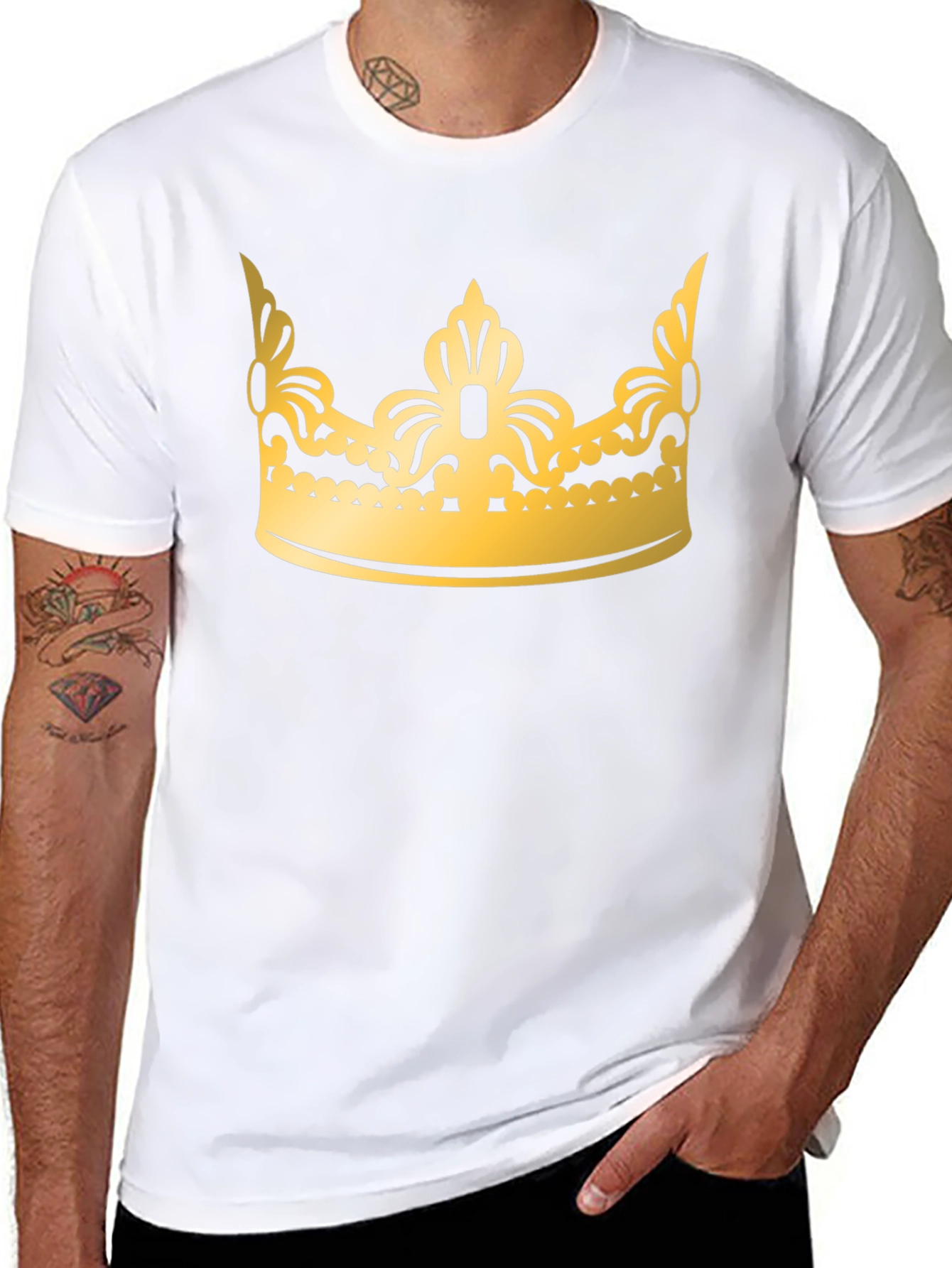 Black Gold Crown Graphic Black T-Shirt view 8