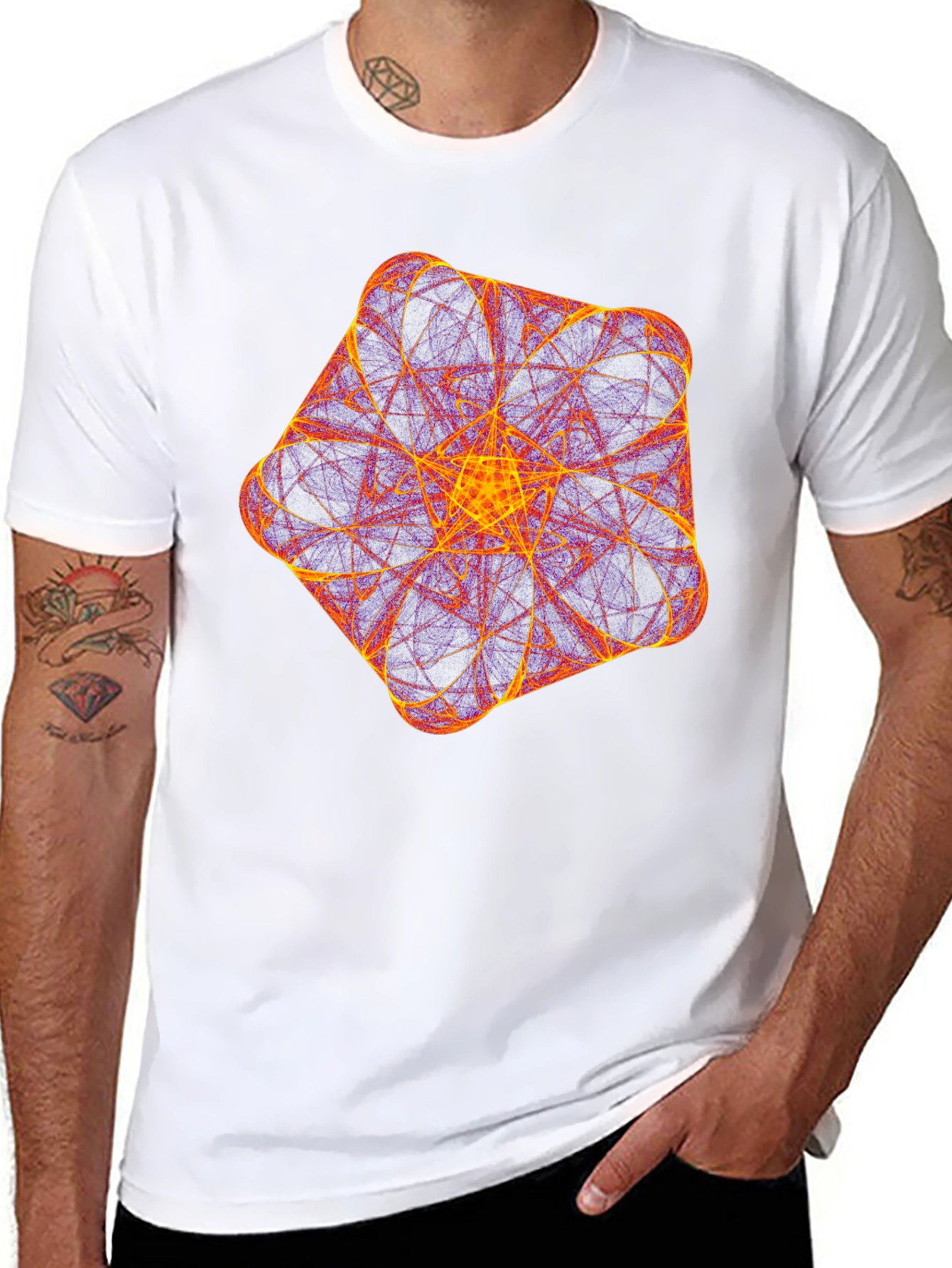 Black Geometric Fractal T-Shirt - Bold & Unique Design view 8
