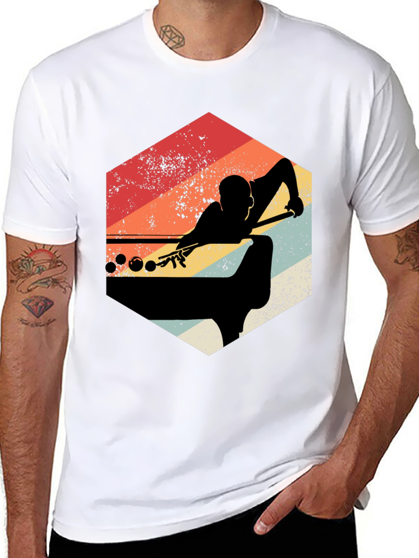 Black Vintage Billiards Player Graphic T-Shirt view 8