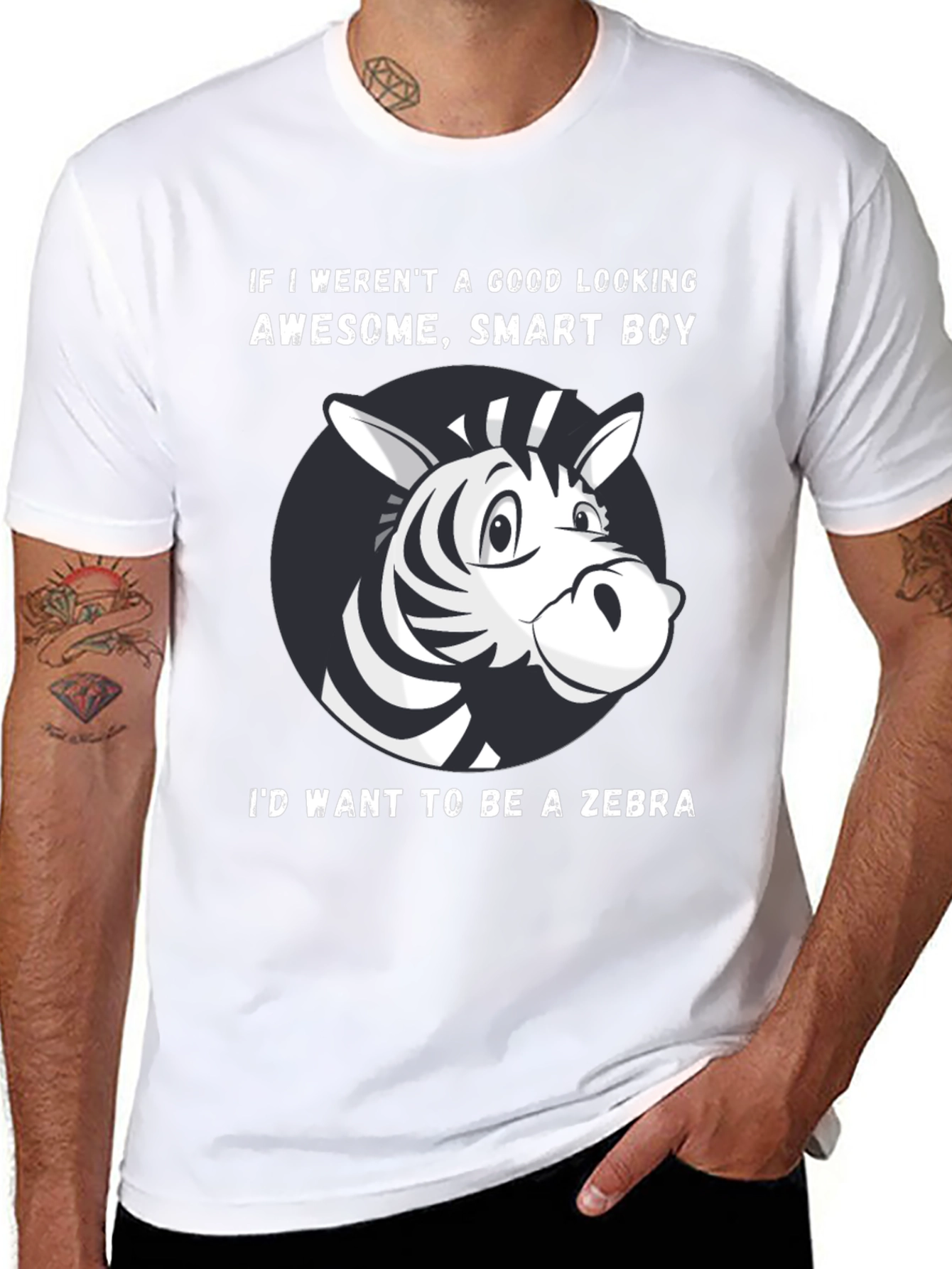 Black Funny Zebra Graphic T-Shirt view 8