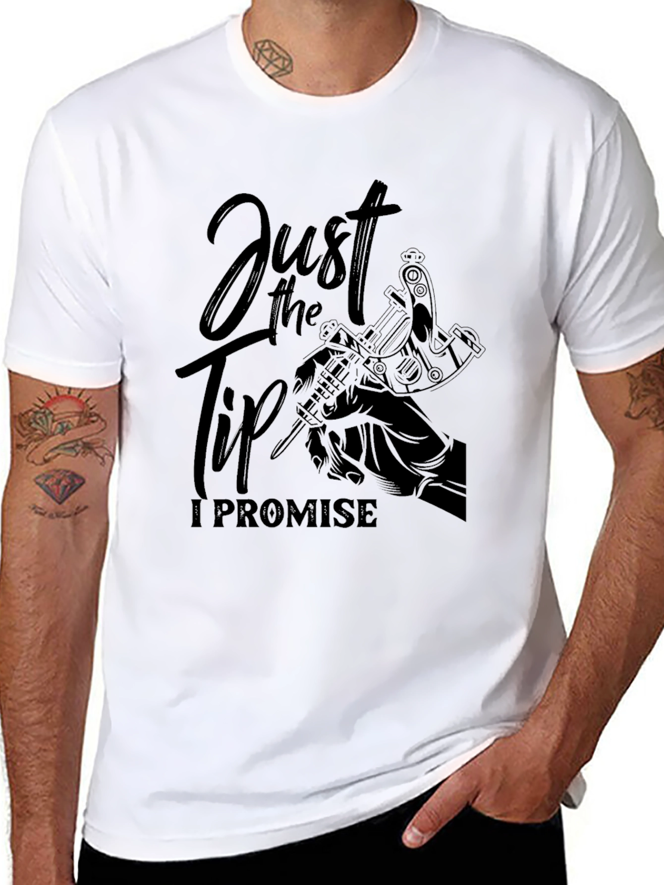 Black Just the Tip T-Shirt - Tattoo Artist Design view 8