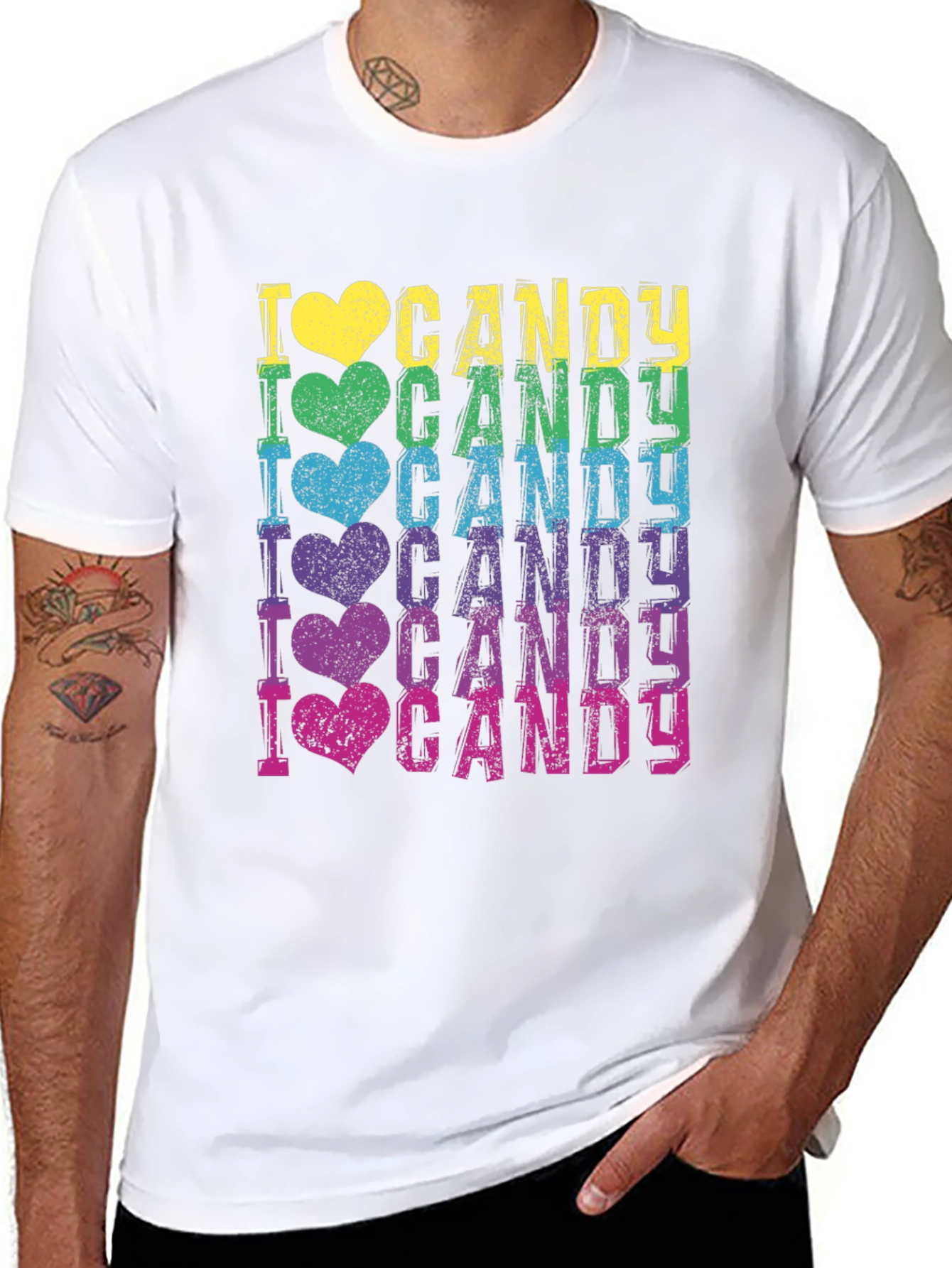 Black I Heart Candy Black T-Shirt - Rainbow Colors view 8
