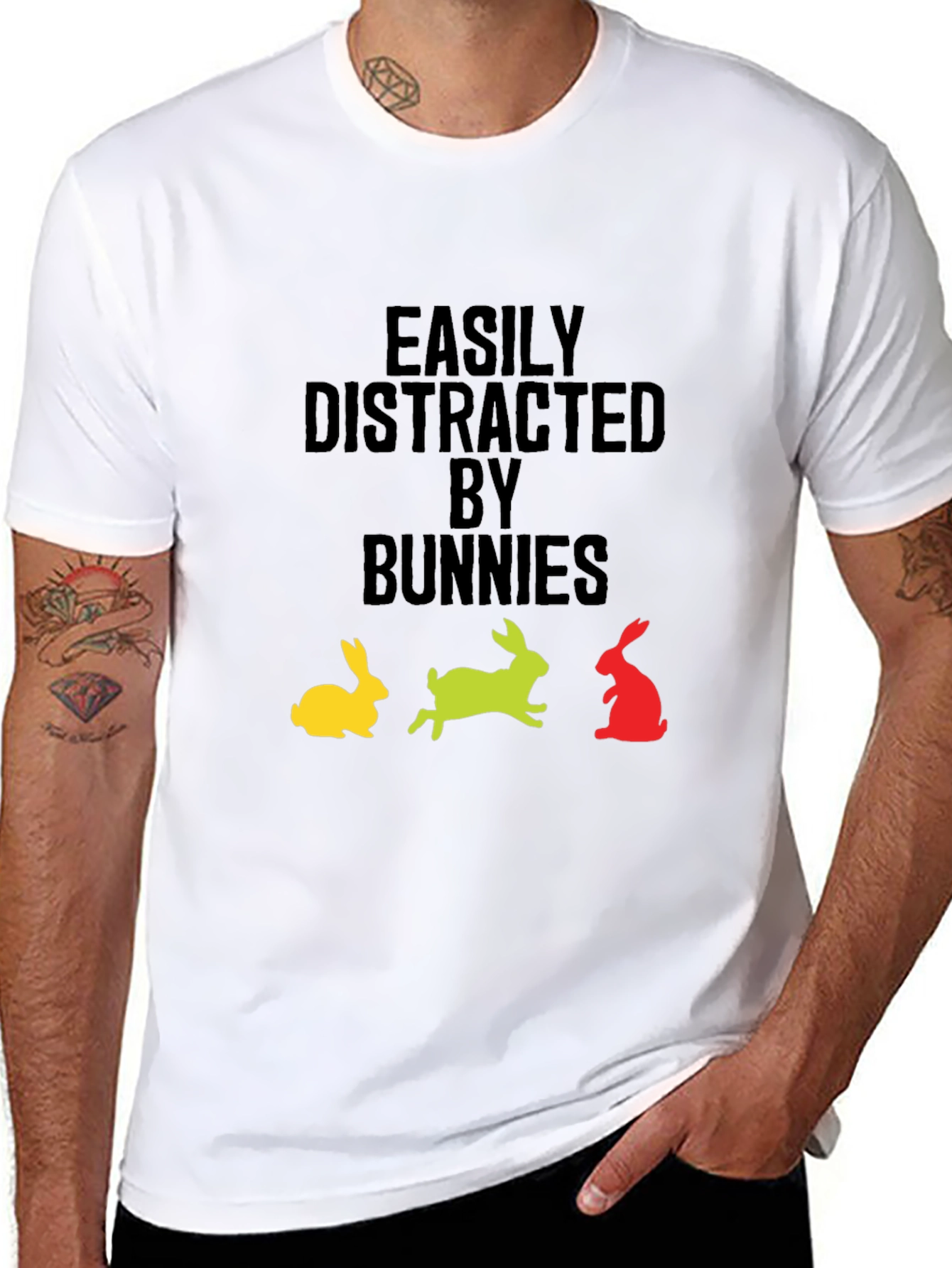 Black Easily Distracted By Bunnies Graphic T-Shirt view 8