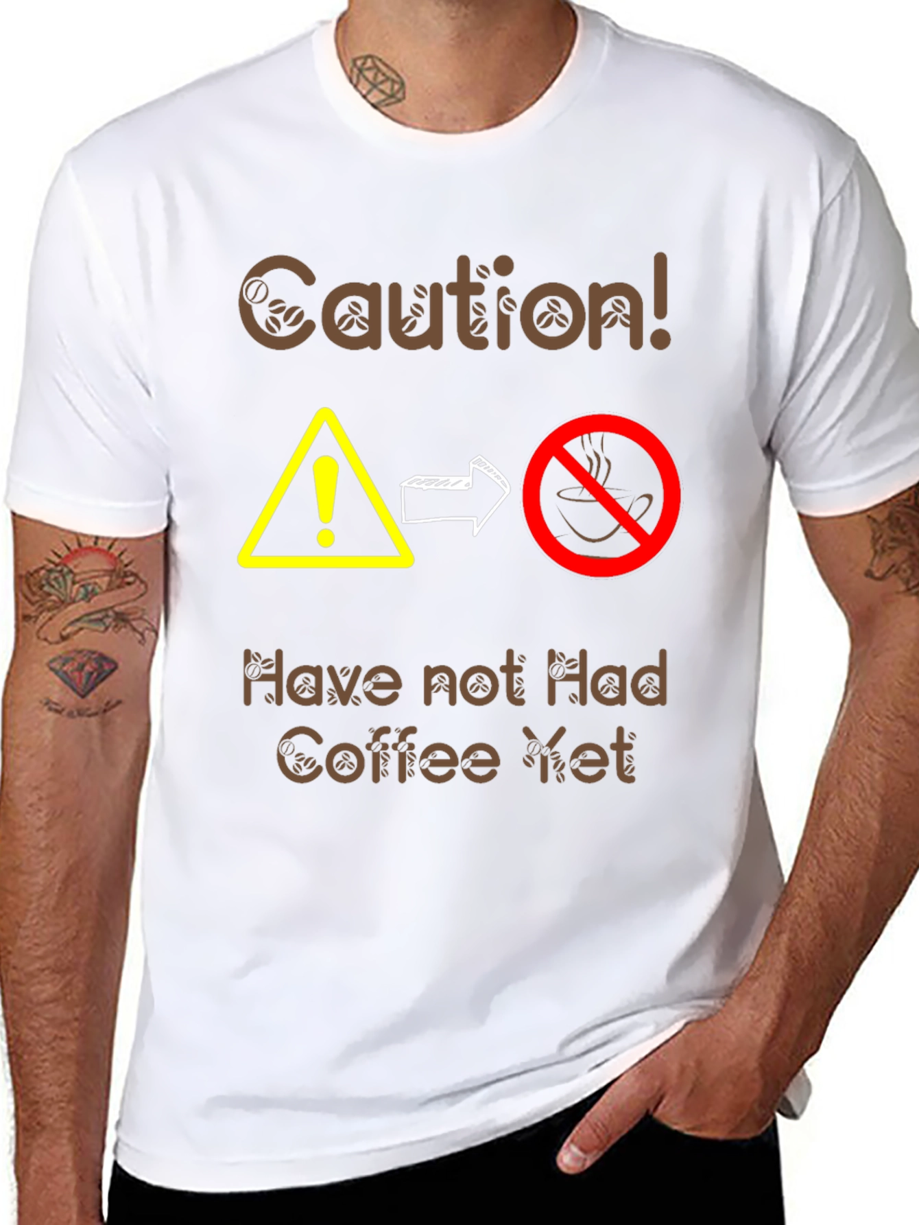 Black Caution Coffee T-Shirt - Funny Caffeine Warning Tee view 8